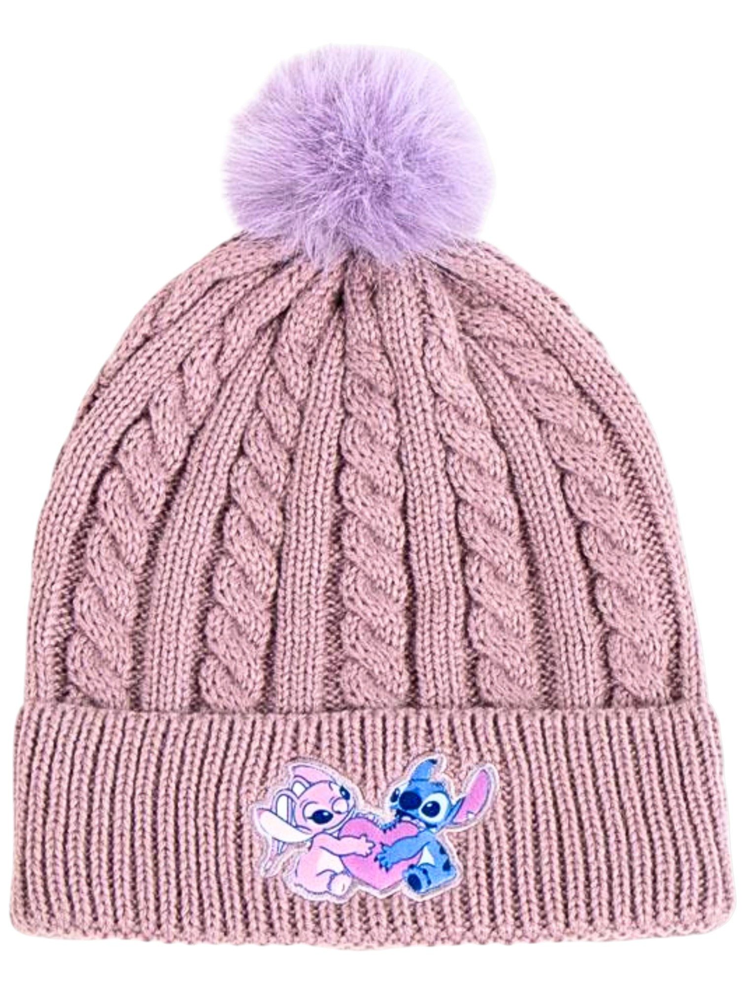 Cerdá Bommelmütze Disney Stitch & Angel (2-St) Mädchen Winter-Set Mütze & Handschuhe Einheitsgröße