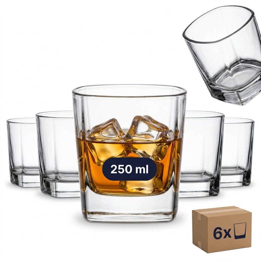 gouveo Whiskyglas Set - Kristallglas Gläser - Trinkgläser für Whisky, Scotch, Cognac, 6-tlg., Kristallglas, lebensmittelecht, geruchsneutral, spülmaschinengeeignet