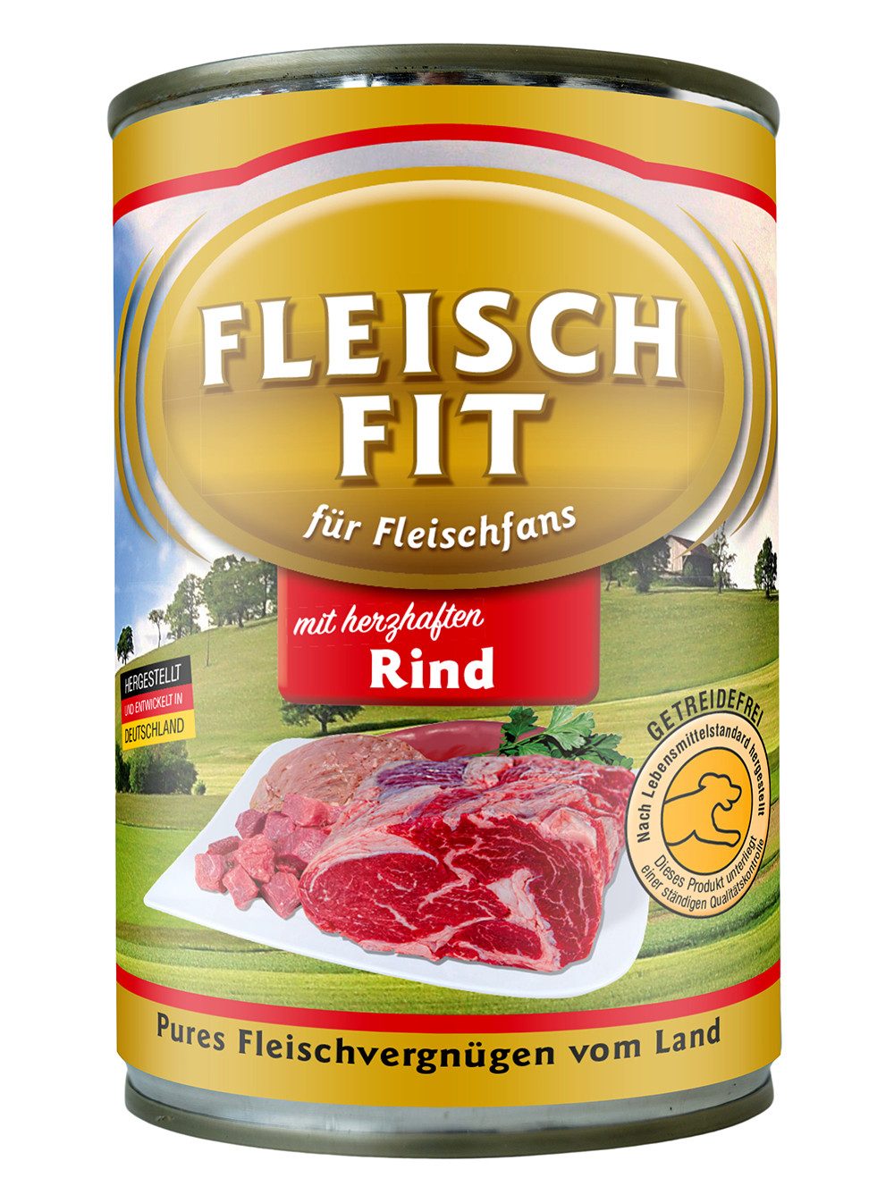 FleischFit FleischFit für Hunde mit herzhaftem Rind 24 x 400 g, Nassfutter für: Hunde