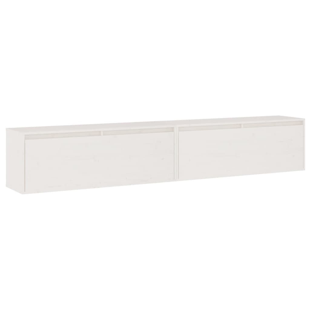 vidaXL Hängeschrank NA Hängeschrank Wandschränke 2 Stk Weiß 100x30x35 cm Massivholz Kiefer