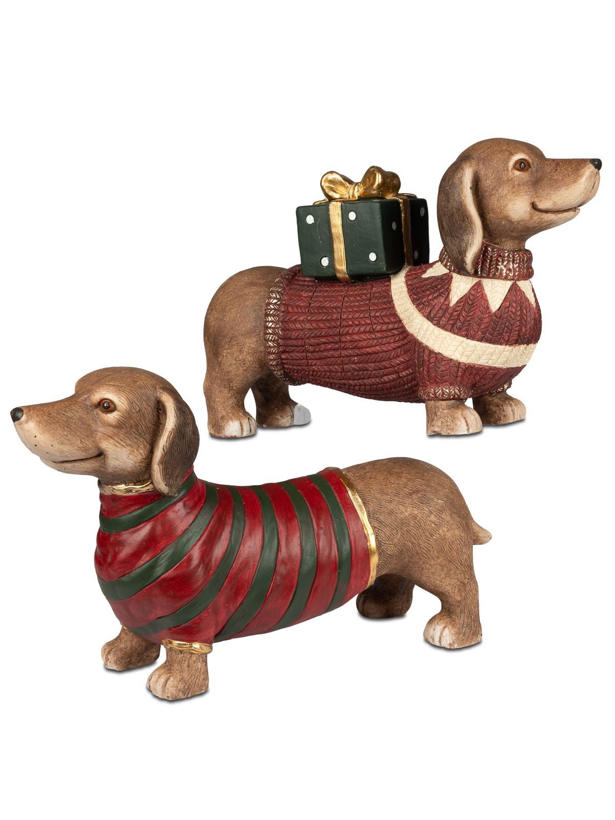 formano Sammelfigur 2er Set Deko Hund Figur Weihnachtsdekoration aus Magnesia 30x 52 cm