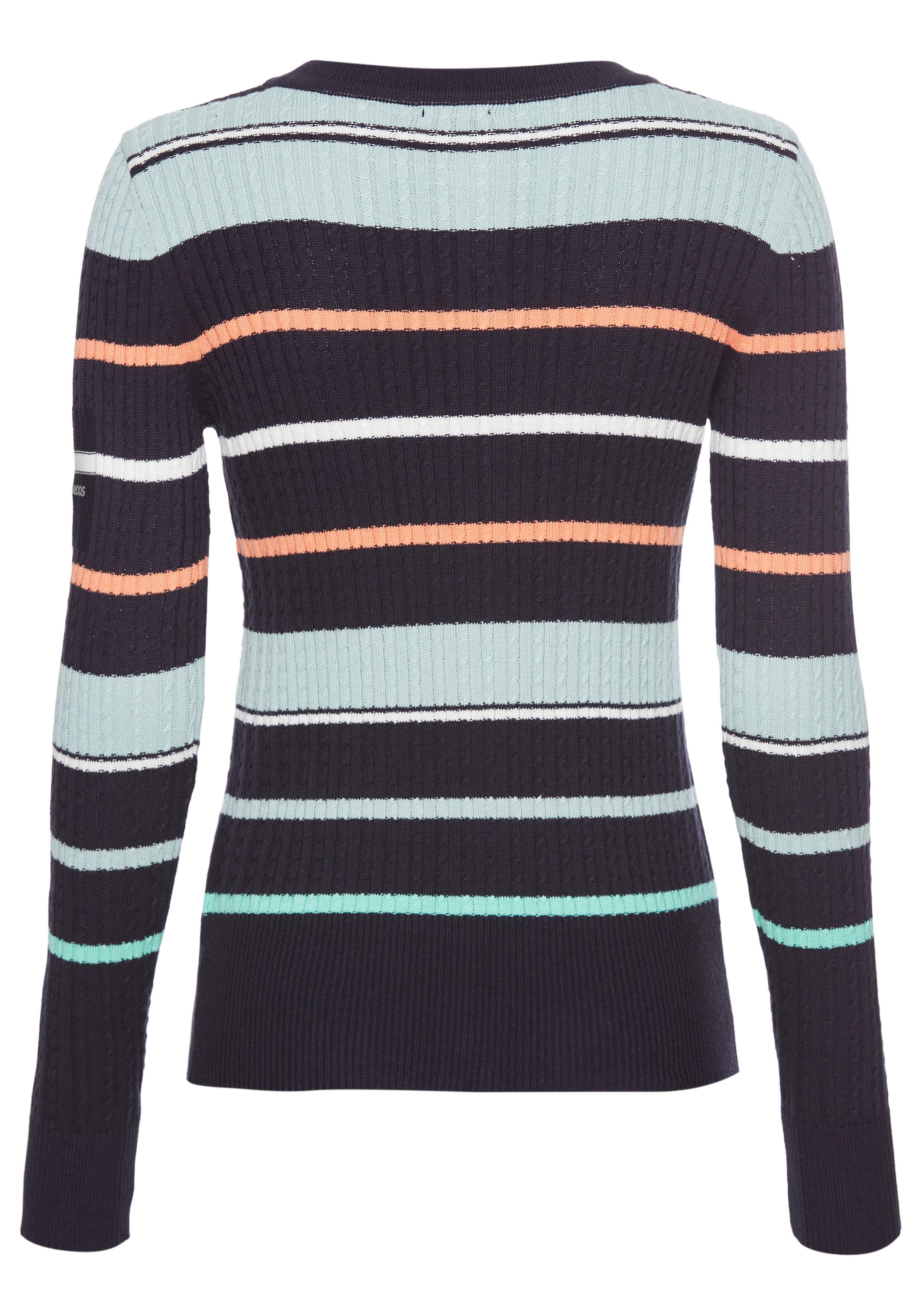 KangaROOS Strickjacke mit Zopfmuster und Streifen