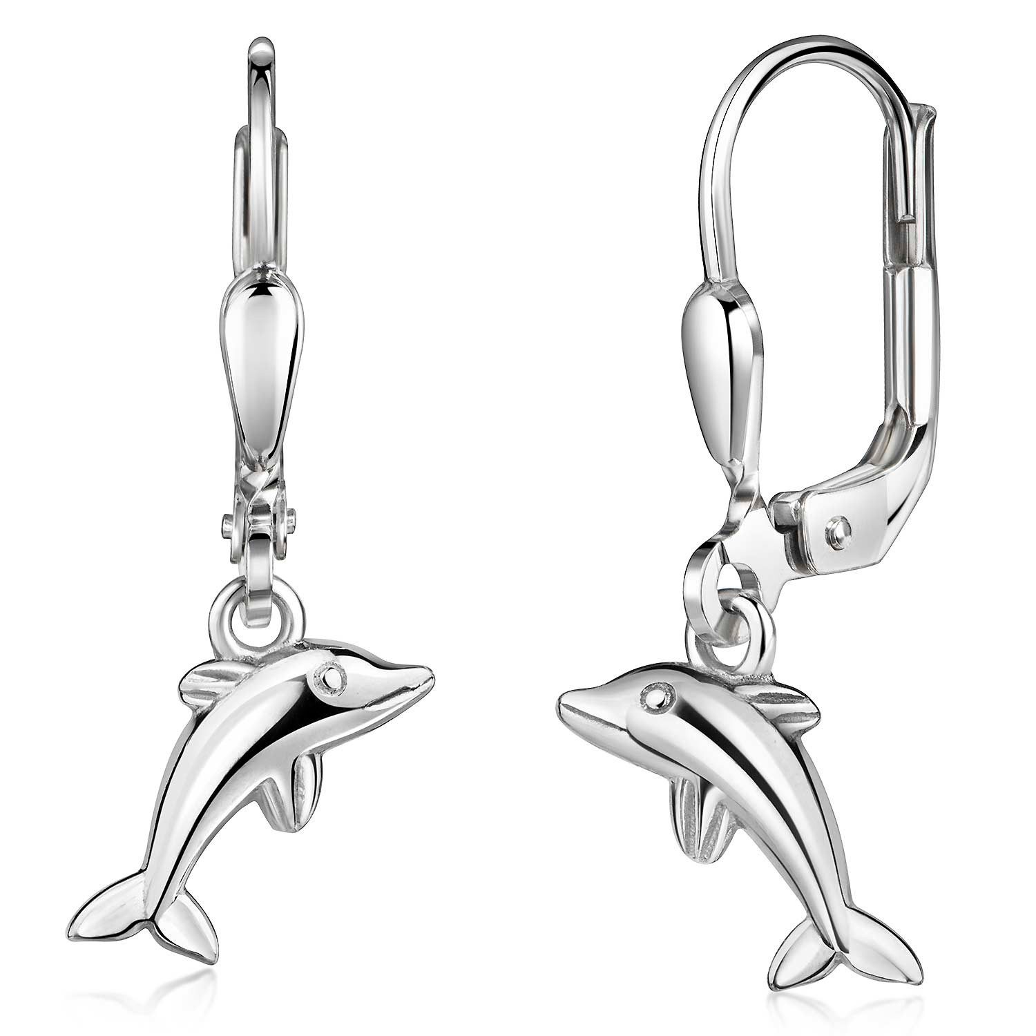 Materia Paar Ohrhänger Mädchen Kinder Delphin Silber SO-489, 925 Sterling Silber
