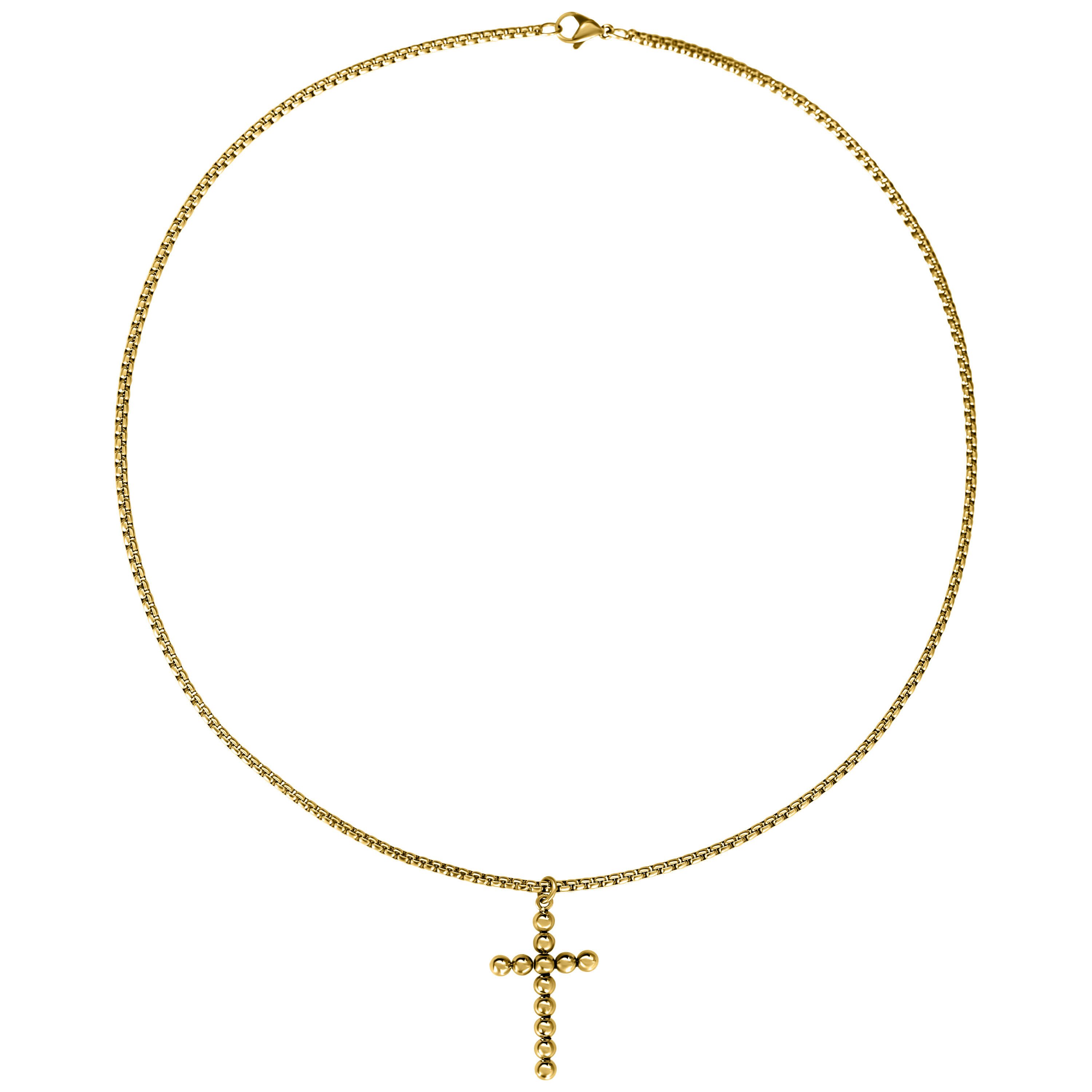 Wildcat Kette mit Anhänger Bubble Cross Necklace - Gold, Chirurgenstahl 316L - wasserfest, langlebig, hautverträglich