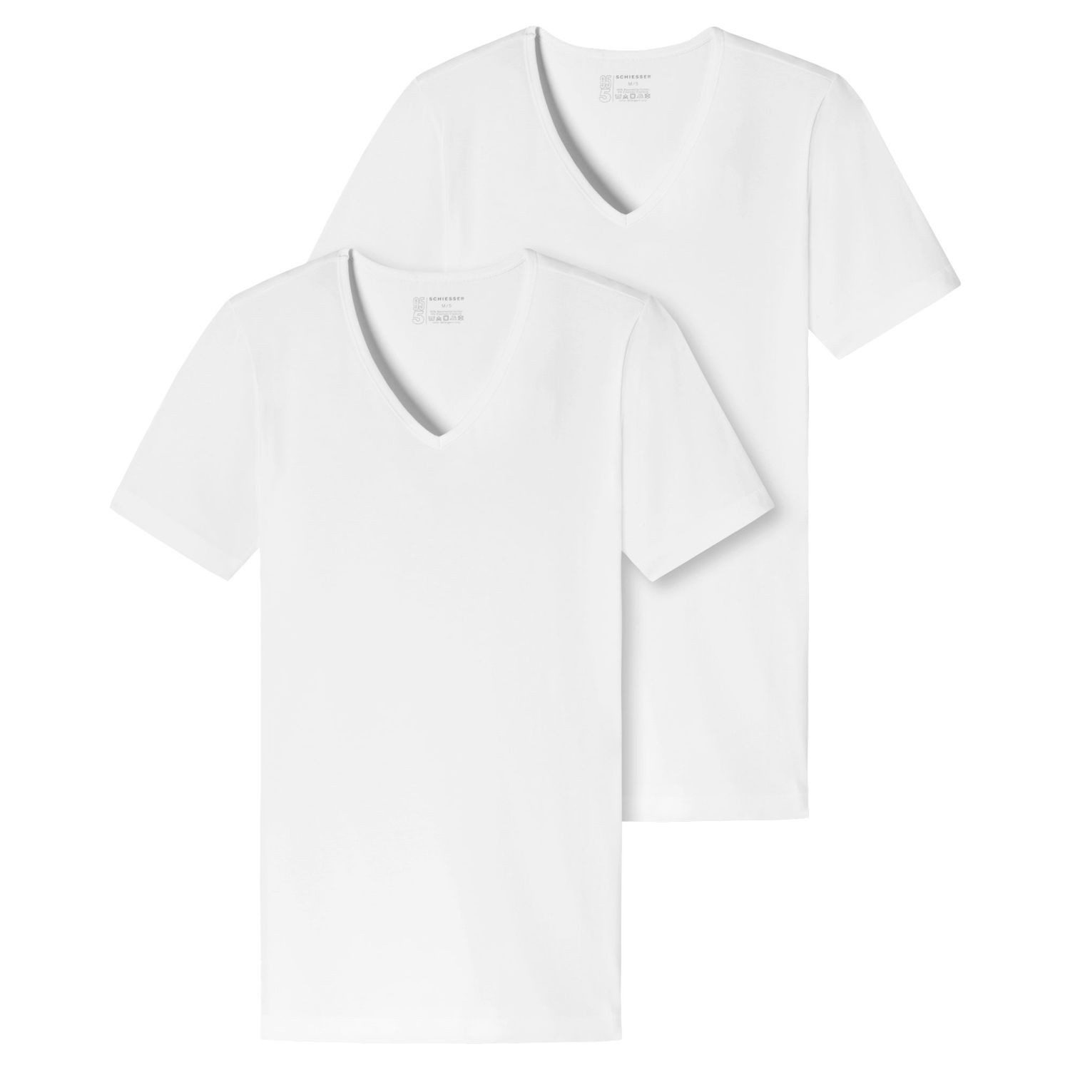 Schiesser T-Shirt (2-tlg) V-Ausschnitt, kurzarm, im 2er Pack
