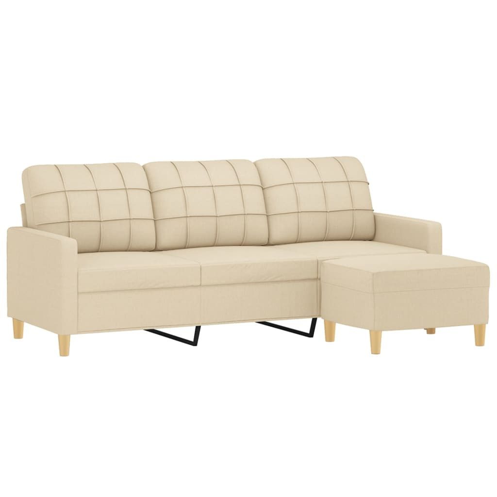 vidaXL Sofa 3-Sitzer-Sofa mit Hocker Creme günstig online kaufen