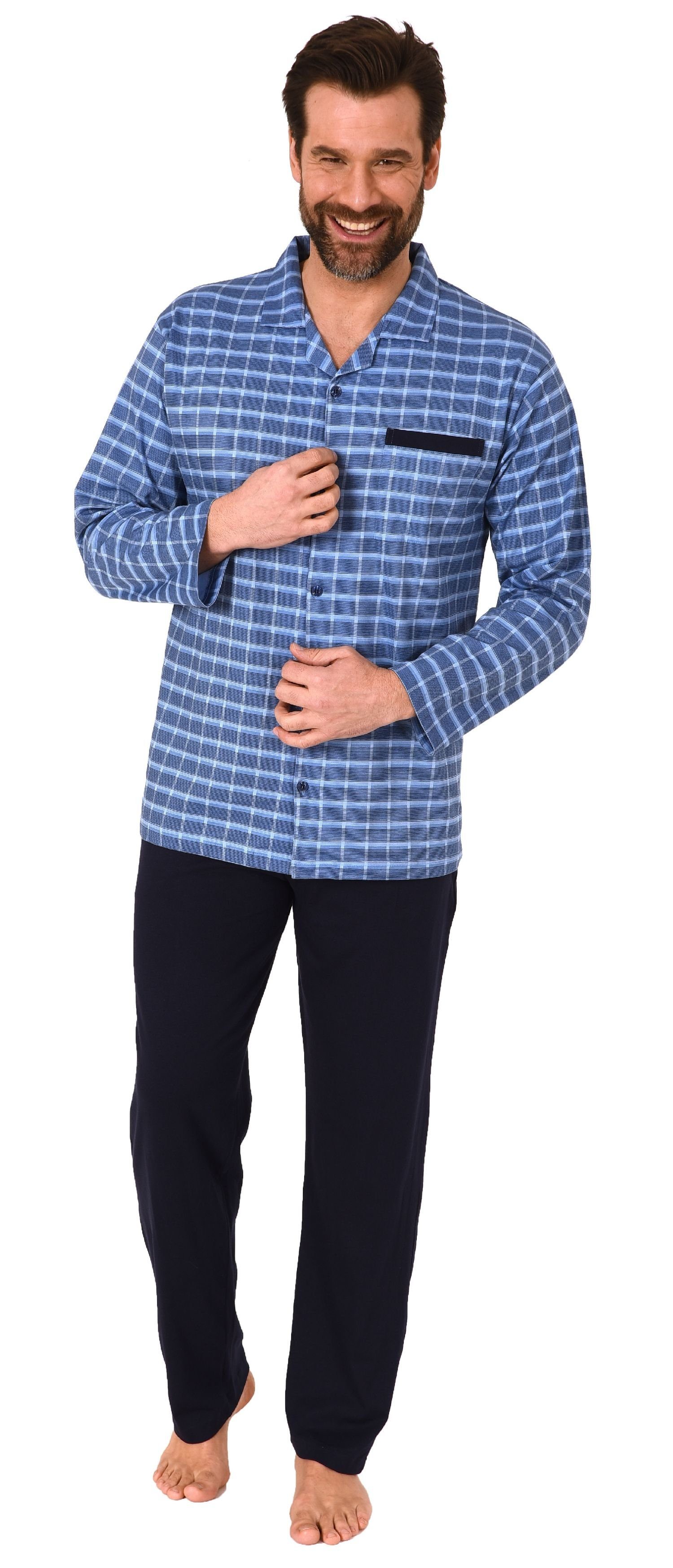 Normann Pyjama Herren Pyjama zum durchknöpfen günstig online kaufen