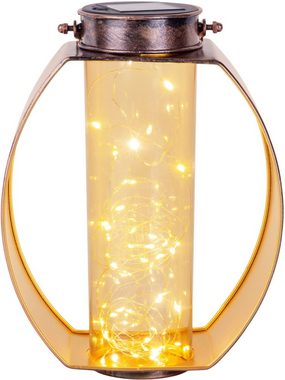 näve LED Solarleuchte Fairylight, LED fest integriert, Warmweiß, messing Innenseite gold, Kunststoffzylinder mit LED Lichterdraht