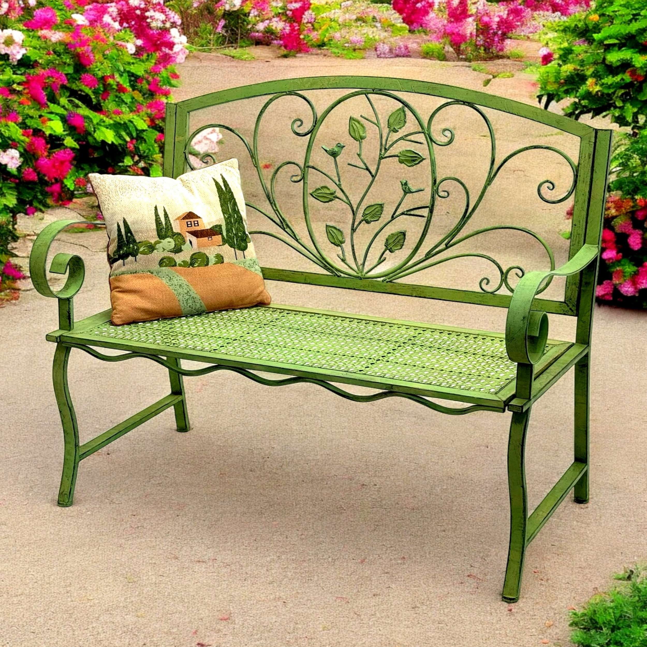 DanDiBo Gartenbank Wetterfest 2 Sitzer Metall Grün 110 cm 96593