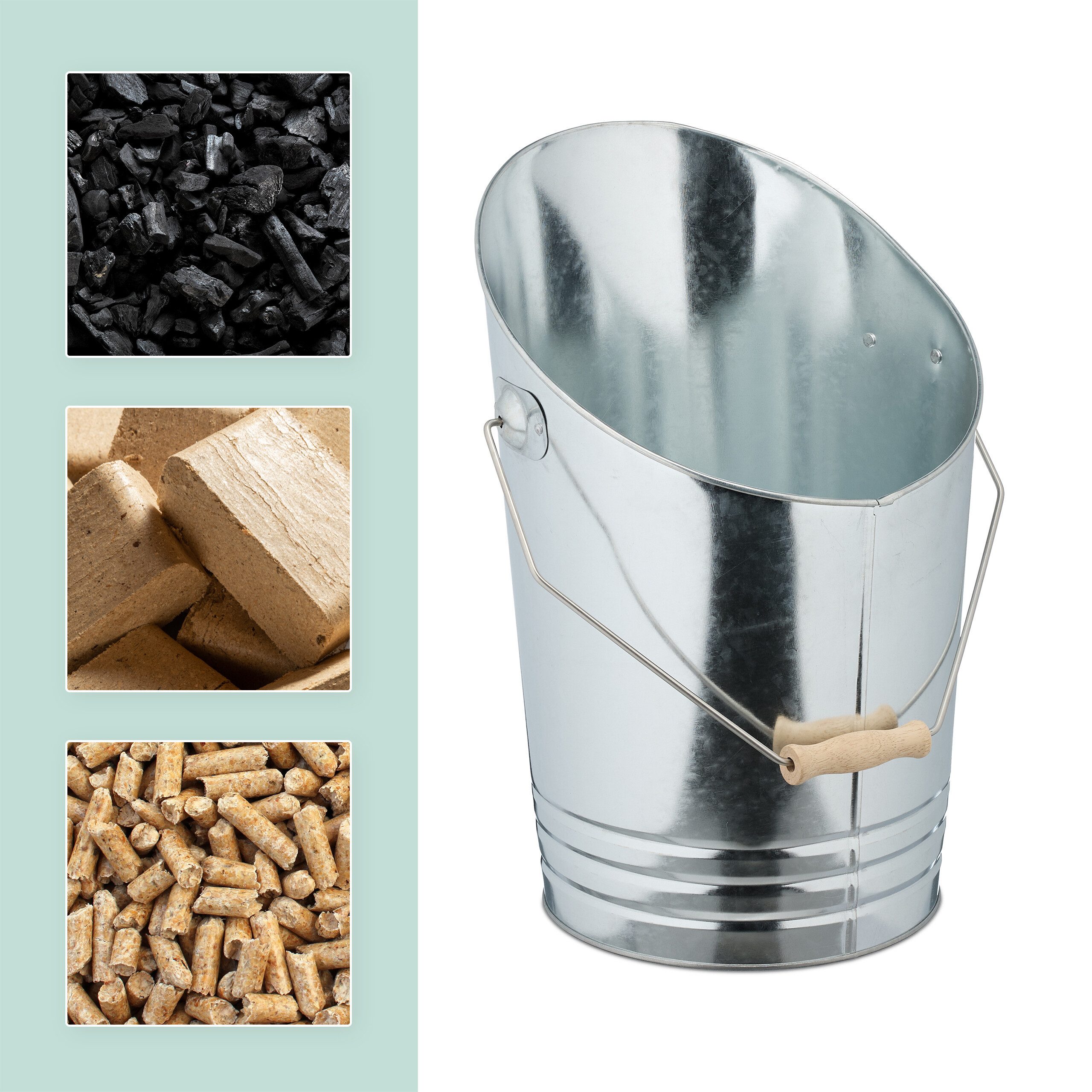 relaxdays Mülleimer Kohleneimer mit Schaufel