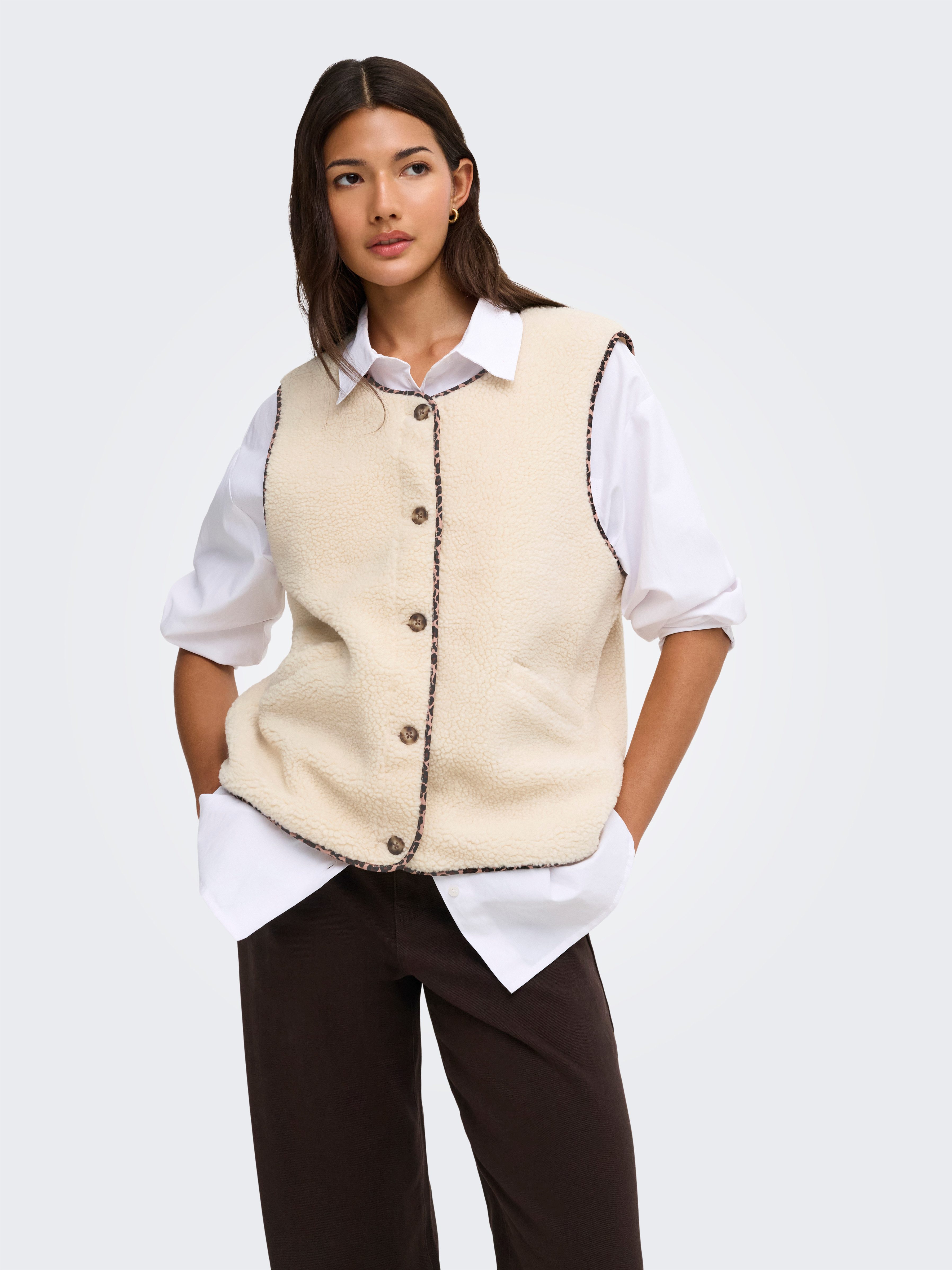 ONLY Plüschweste ONLBABY LIFE TEDDY VEST PNT CS Kunstfaser