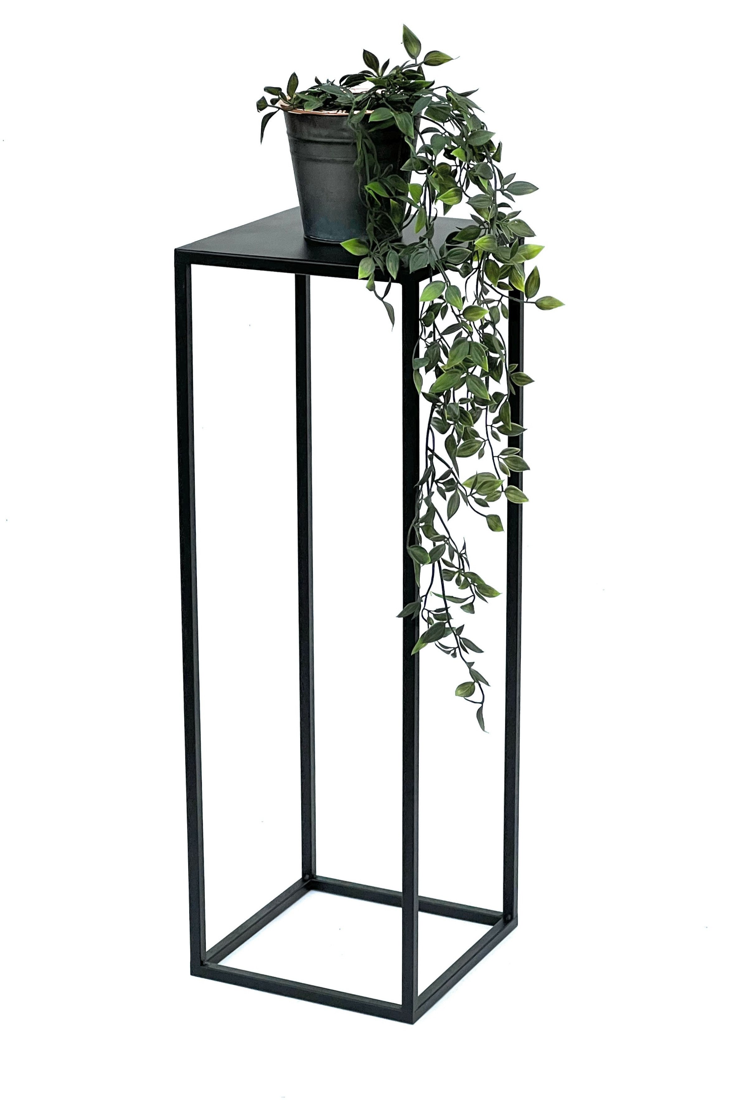 DanDiBo Blumenständer Blumenhocker Metall Schwarz Eckig 70 cm Blumenständer Beistelltisch