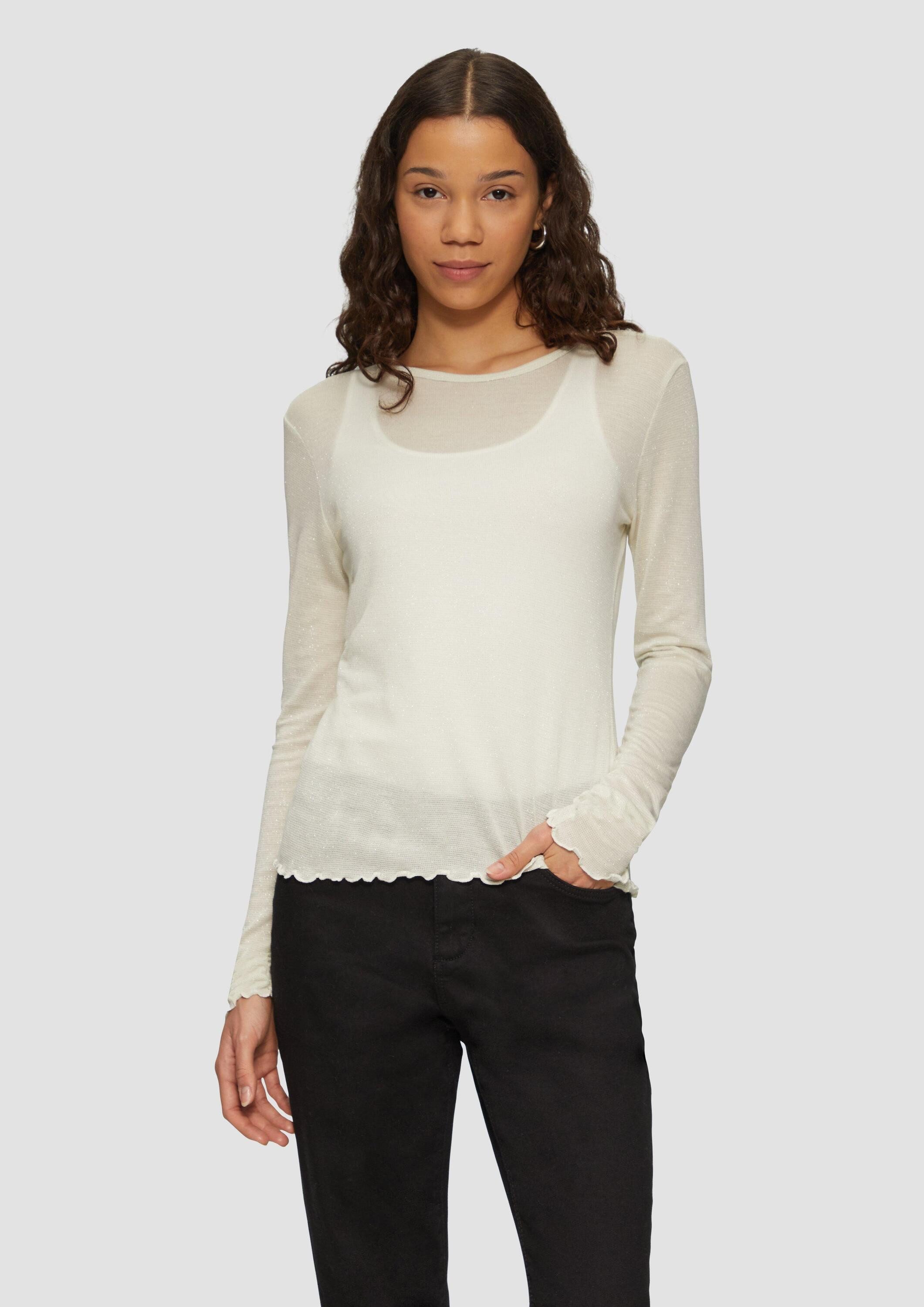 QS Langarmshirt T-Shirt Jersey-Shirt mit Glitzergarn günstig online kaufen
