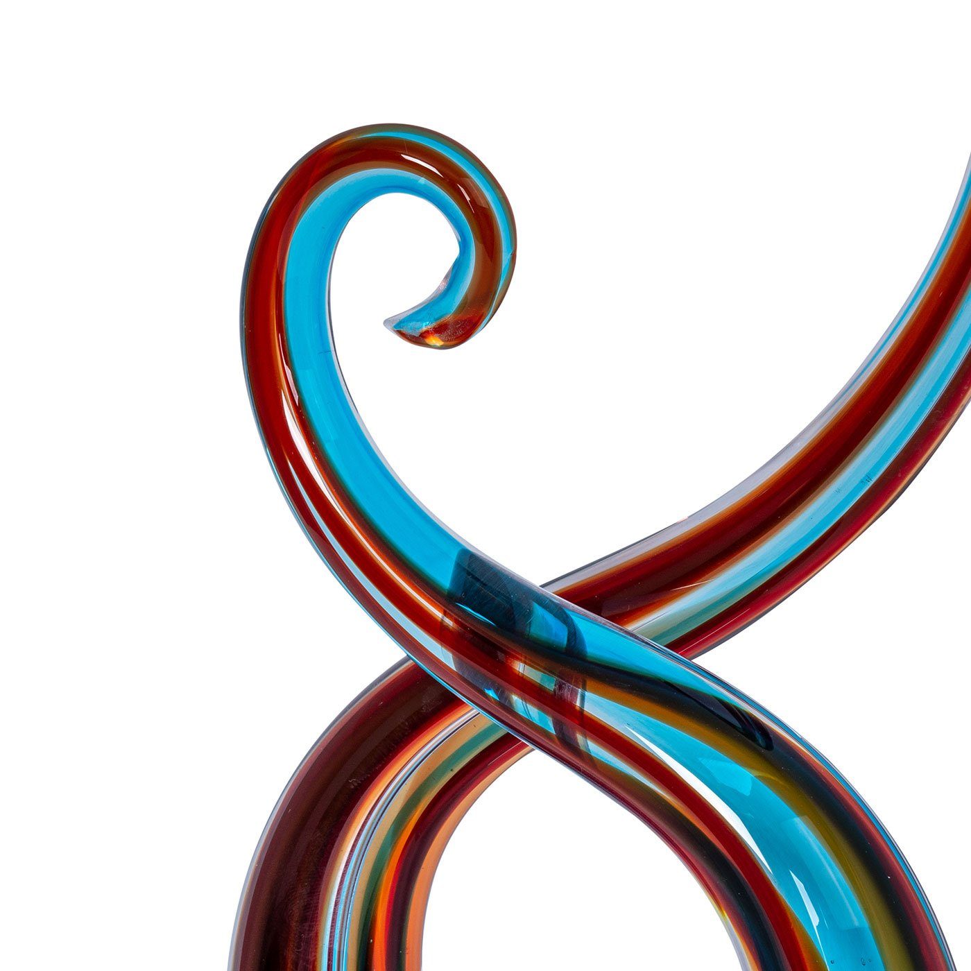 Levandeo® Skulptur, Skulptur H28cm Glas Glasdeko Blau Rot Deko Design Figur Unikat