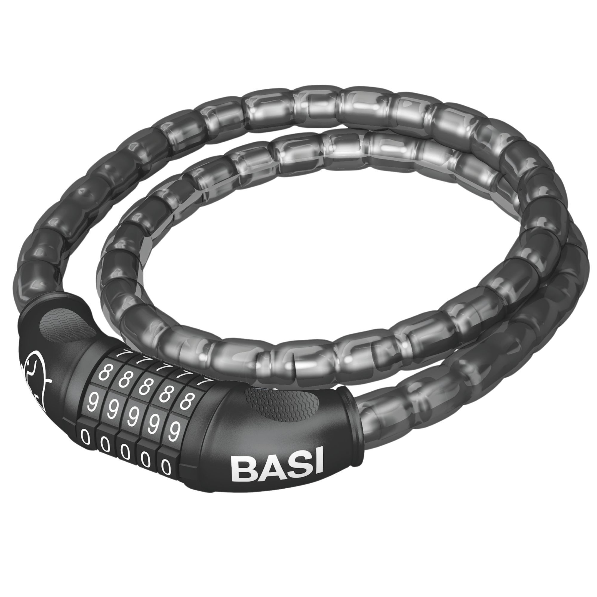 BASI Panzerkabelschloss Fahrradschloss mit Zahlenschloss 5-stellig (Packung, 1-St) abschließbar, individuell einstellbar, gehärteter Stahl, 100cm,1 Stück