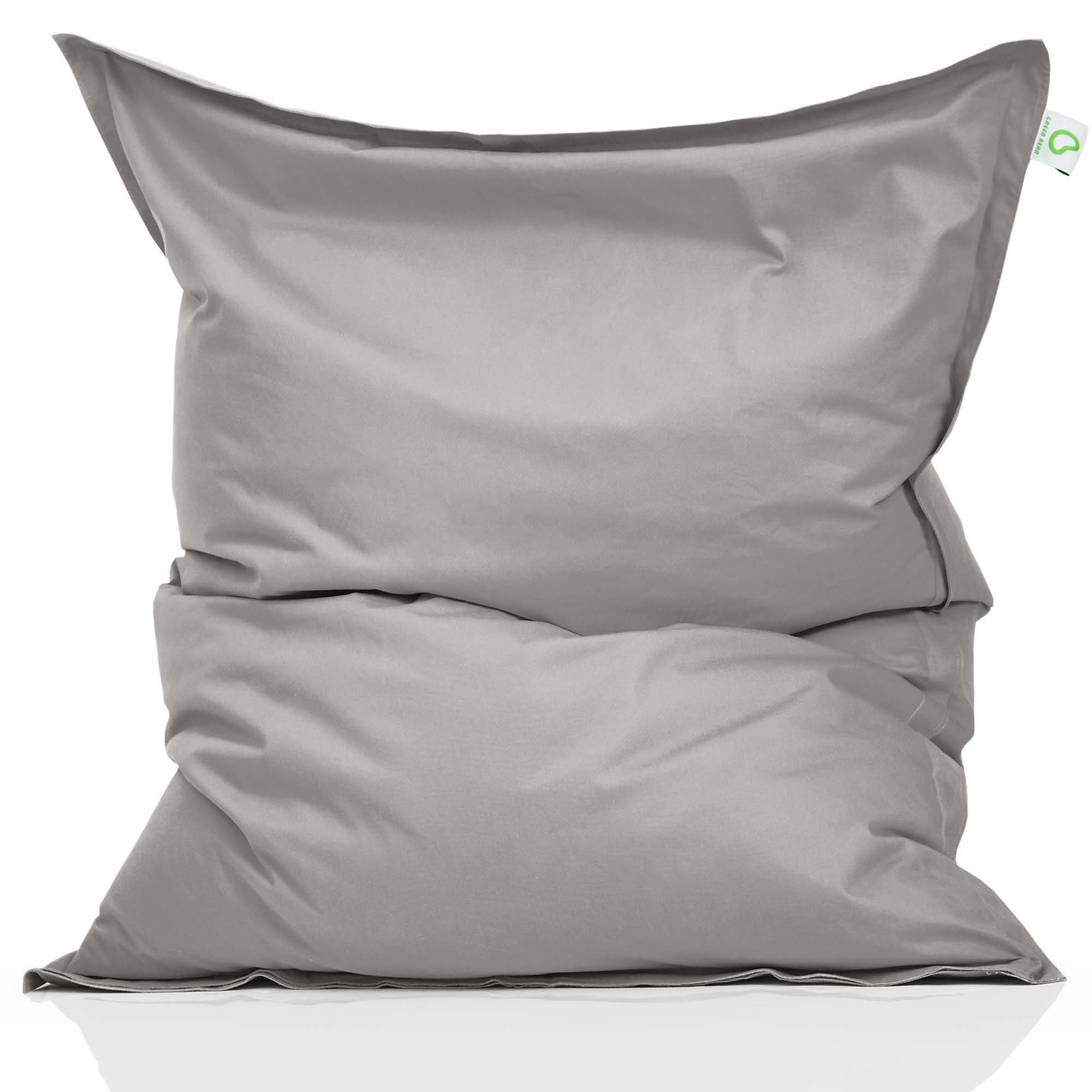 Green Bean Sitzsack Square (Indoor Bean Bag XXL 140x180cm 380 Liter, Kinder & Erwachsene Bean Bag), EPS Perlen Füllung Riesensitzsack Groß Liegekissen Sitzkissen Steingrau