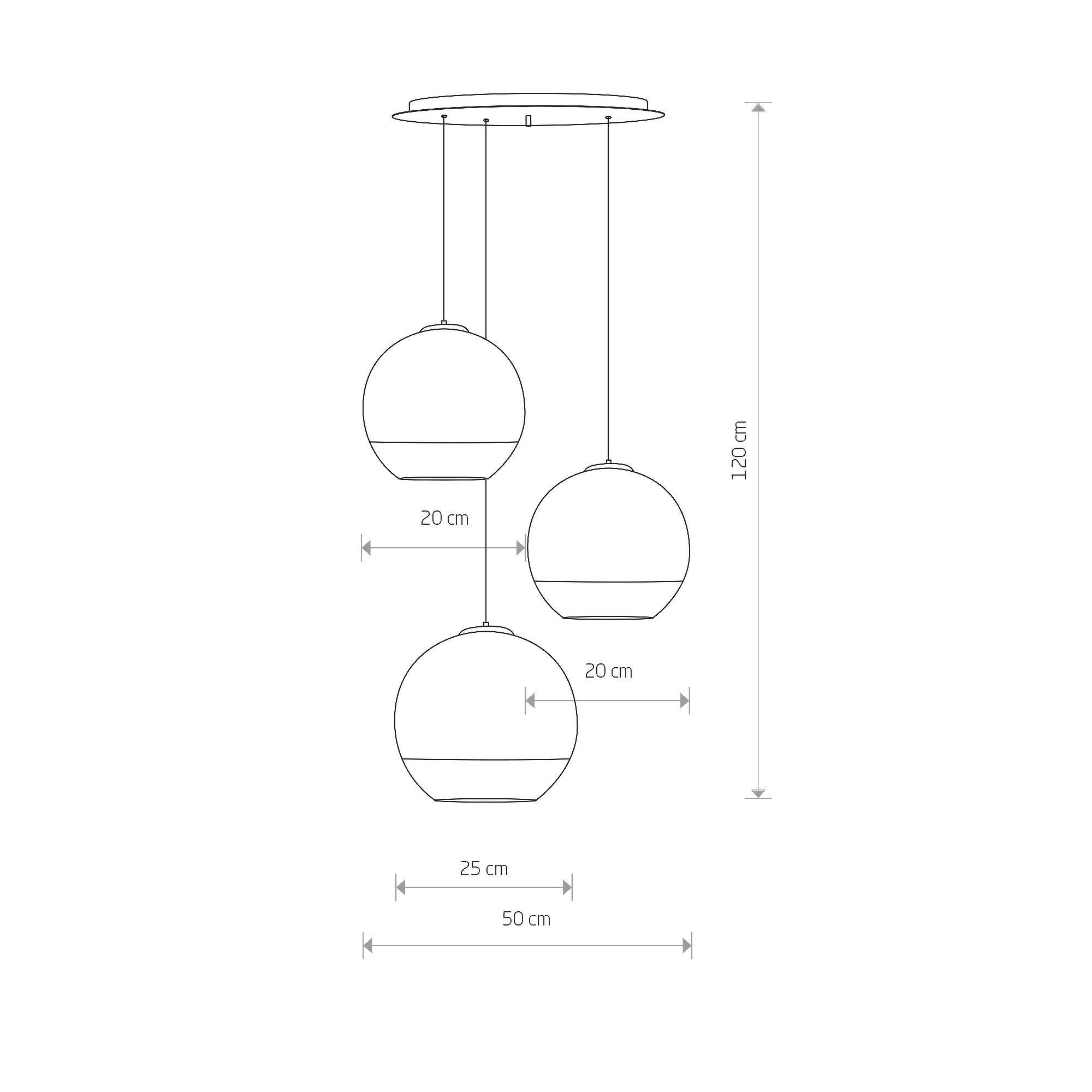 Licht-Erlebnisse Pendelleuchte GLOBE, ohne Leuchtmittel, Glas Metall H: max. 120 cm 50 cm breit Schwarz Chrom E27 3-flammig