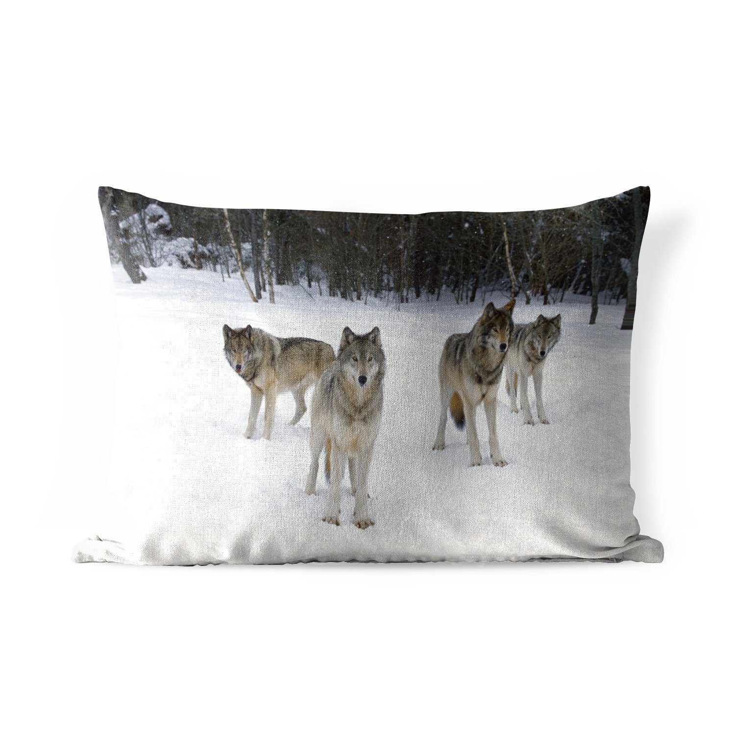 MuchoWow Dekokissen Wolf - Schnee - Kanada, Outdoor-Dekorationskissen, Polyester, Dekokissenbezug, Kissenhülle