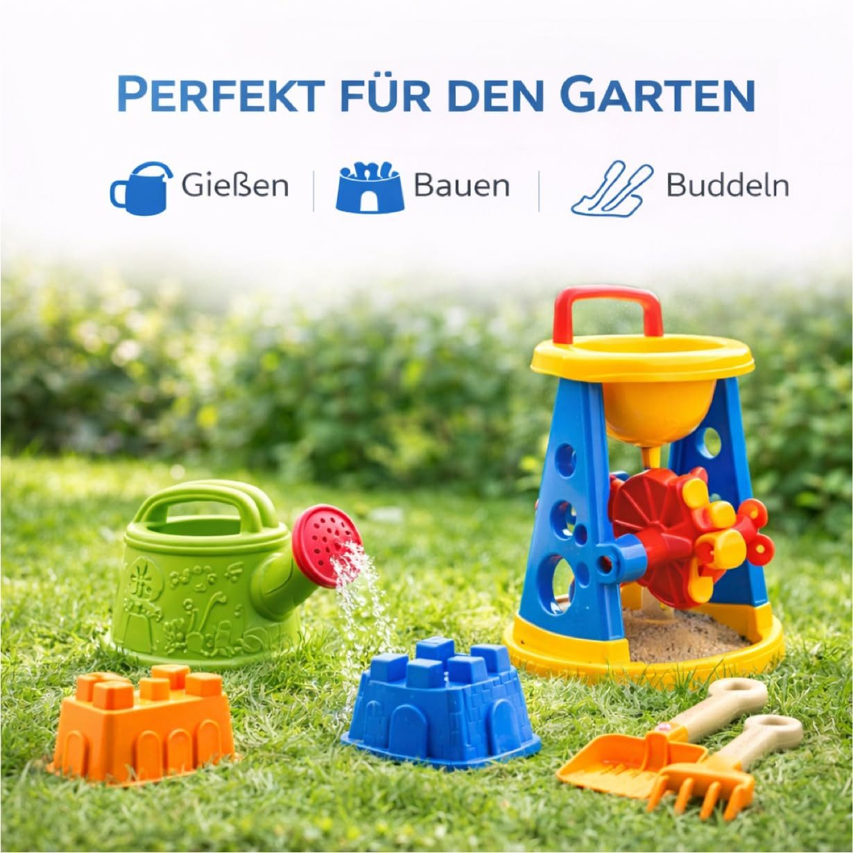 TK Gruppe Sandform-Set Sandspielzeug Set – Sandkastenspielzeug Sandförmchen, Schaufel, Rechen