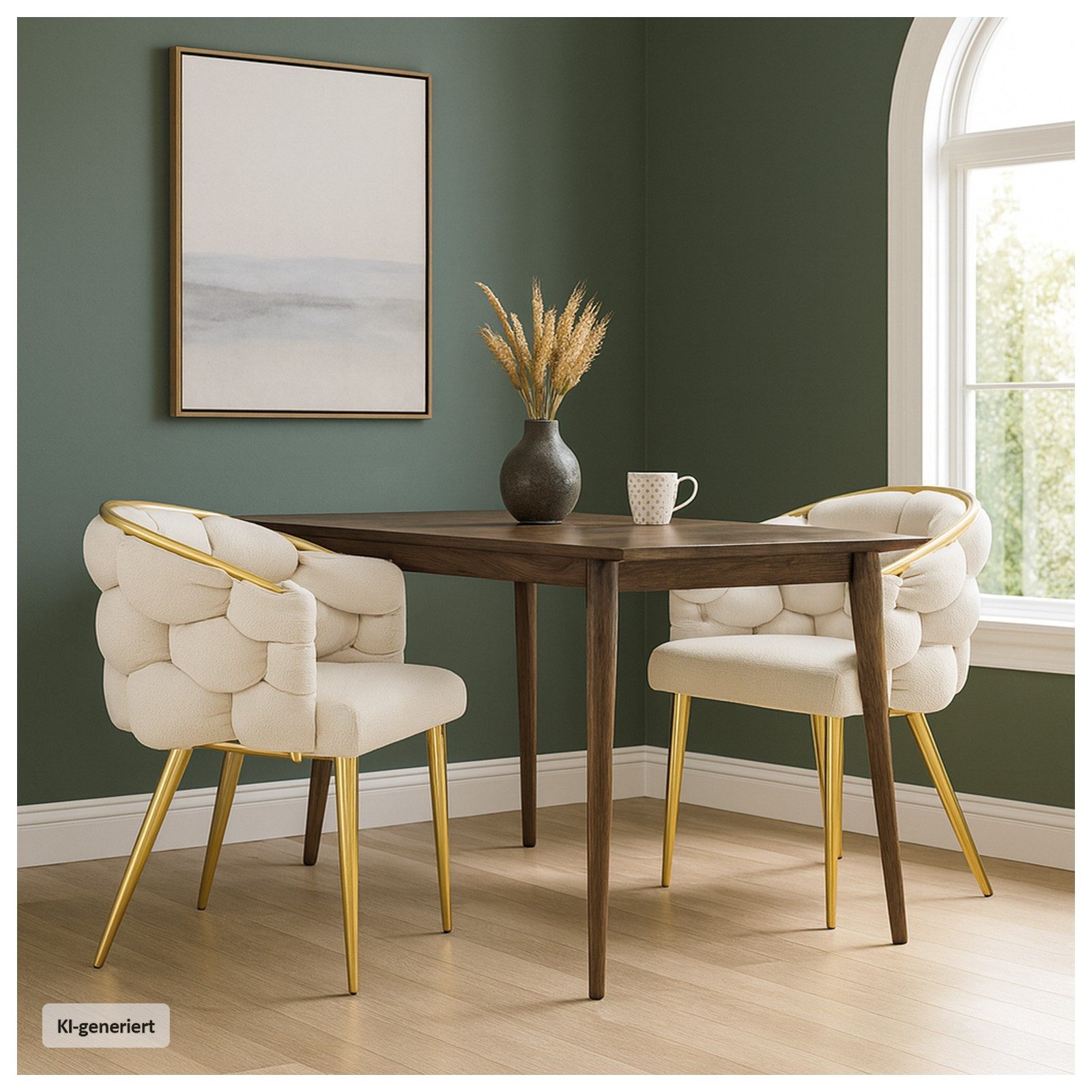 HTI-Living Esszimmerstuhl Stuhl Alsen Gold Beige (Stück, 1 St), Design Polsterstuhl goldenes Metallgestell