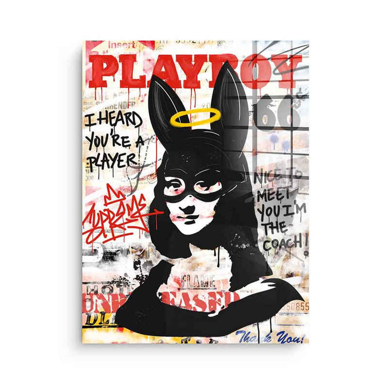 DOTCOMCANVAS® Acrylglasbild Money Lisa - Acrylglas, Acrylglasbild Money Lisa Pop Art Graffiti Playboy Porträt weiß schwarz