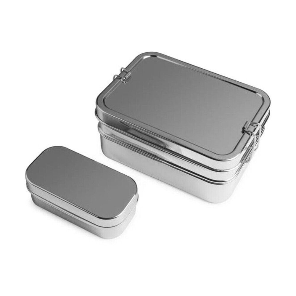 Brotzeit Lunchbox Lunchbox 3in1 Edelstahl 18x13,5x8cm, BPA frei, Edelstahl 18-10, Lunchbox, 18,00cm, BPA frei