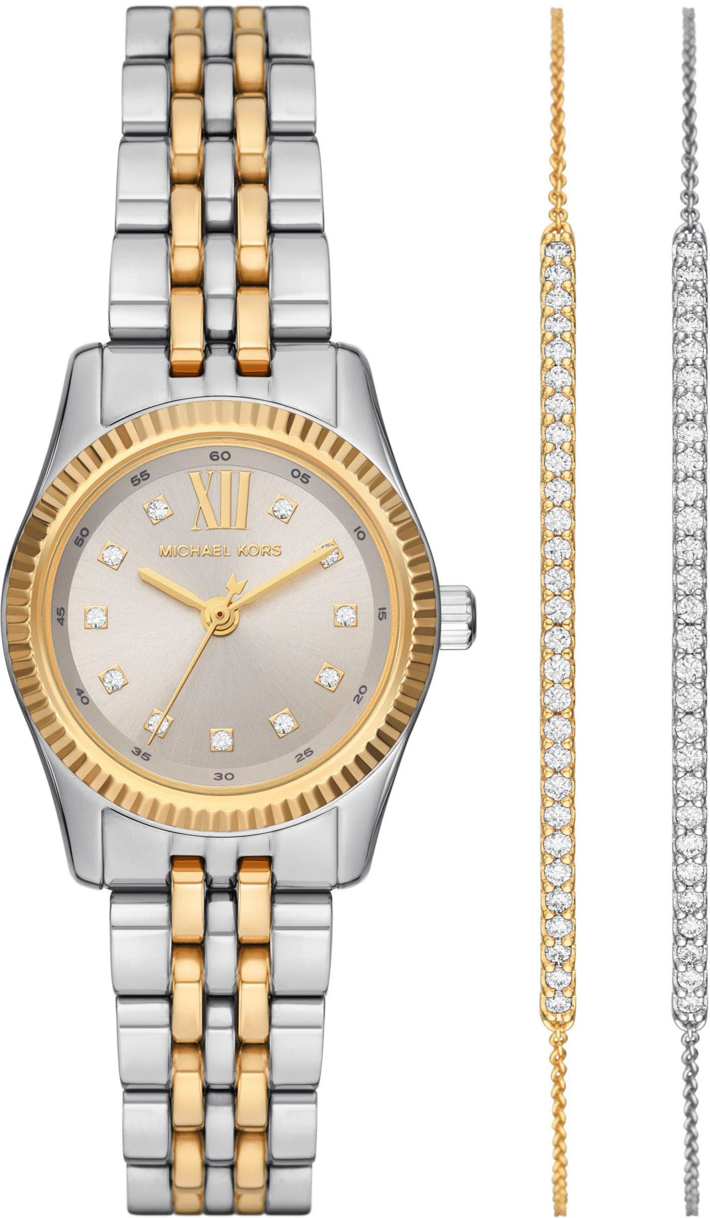 MICHAEL KORS Quarzuhr PETITE LEXINGTON MK4815SET, (Set, 3-tlg., mit 2 Armbändern), Armbanduhr, Damenuhr, Edelstahlarmband, Ideal auch als Geschenk