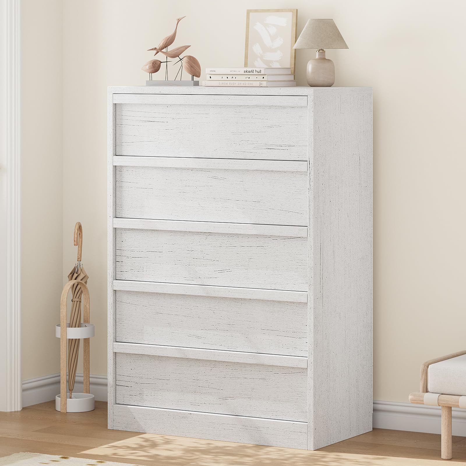 GarveeMore Kommode Stilvoll Highboard Schubkastenkommode Hochkommode Kombikommode, 5/7 Schubladen großem Stauraum, moderner Kommoden-Organizer-Sideboard