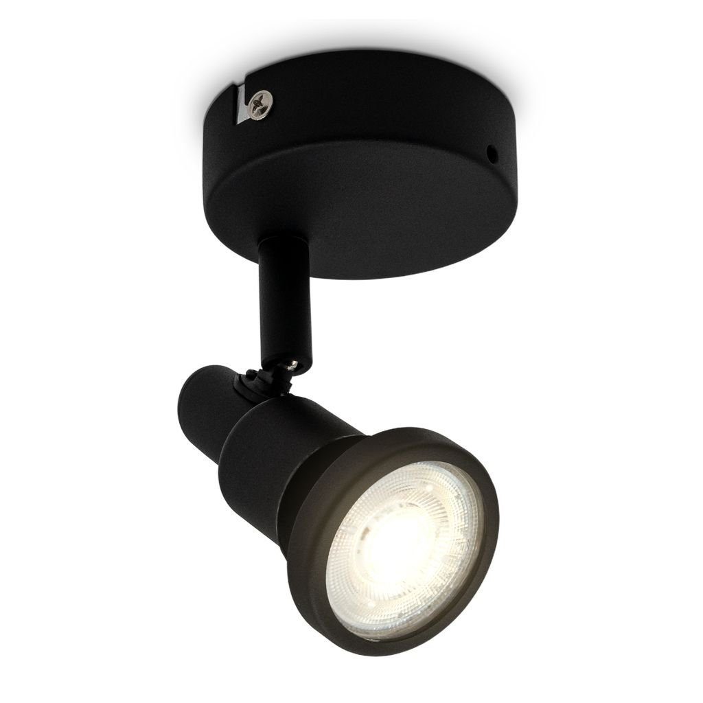 B.K.Licht LED Deckenspot Deckenleuchte Schwarz Schwenkbar IP44 Bad-Deckenlampe - BKL1548, Leuchtmittel wechselbar, 3000K - Warmweiß
