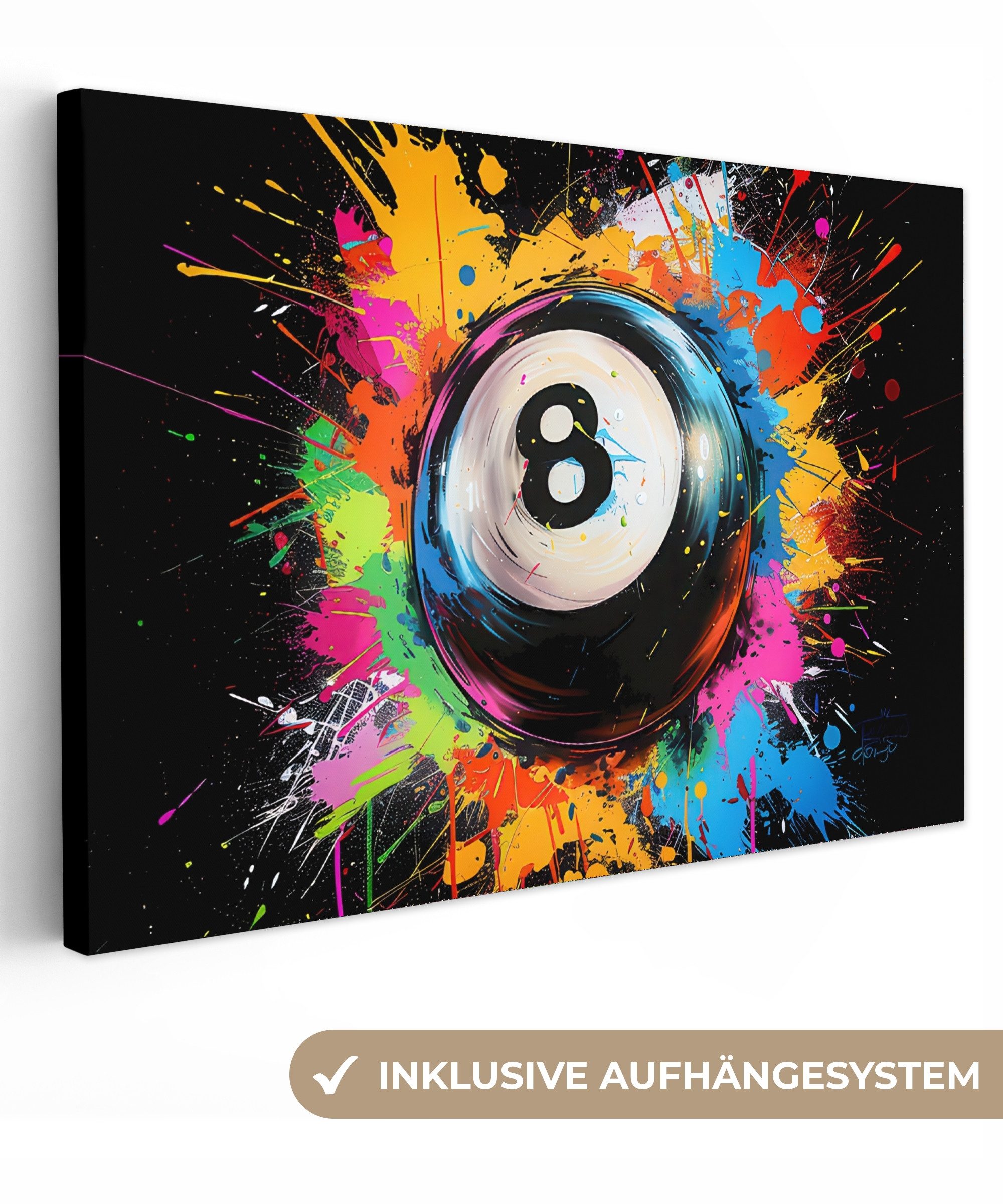 OneMillionCanvasses® Leinwandbild Graffiti - Sport - Billardkugel - Billard günstig online kaufen