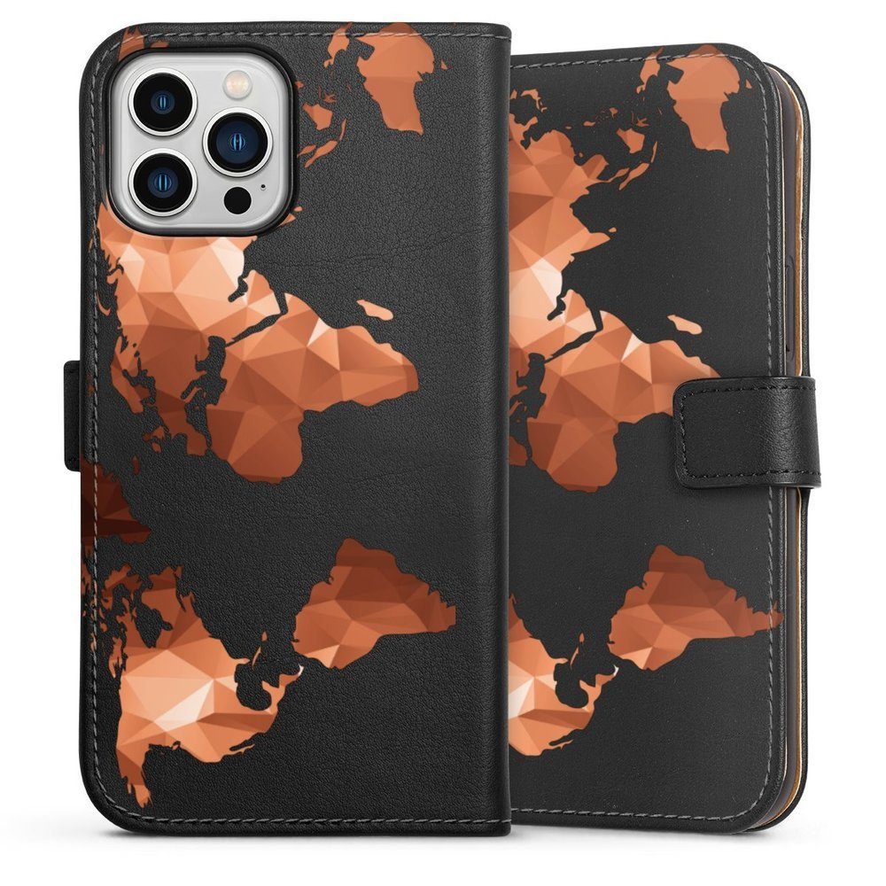 Handyhülle Für IPhone 12 Mini – Mit Weltkarte Aquarell Design In Schwarz, Stoßfest & Kratzfest