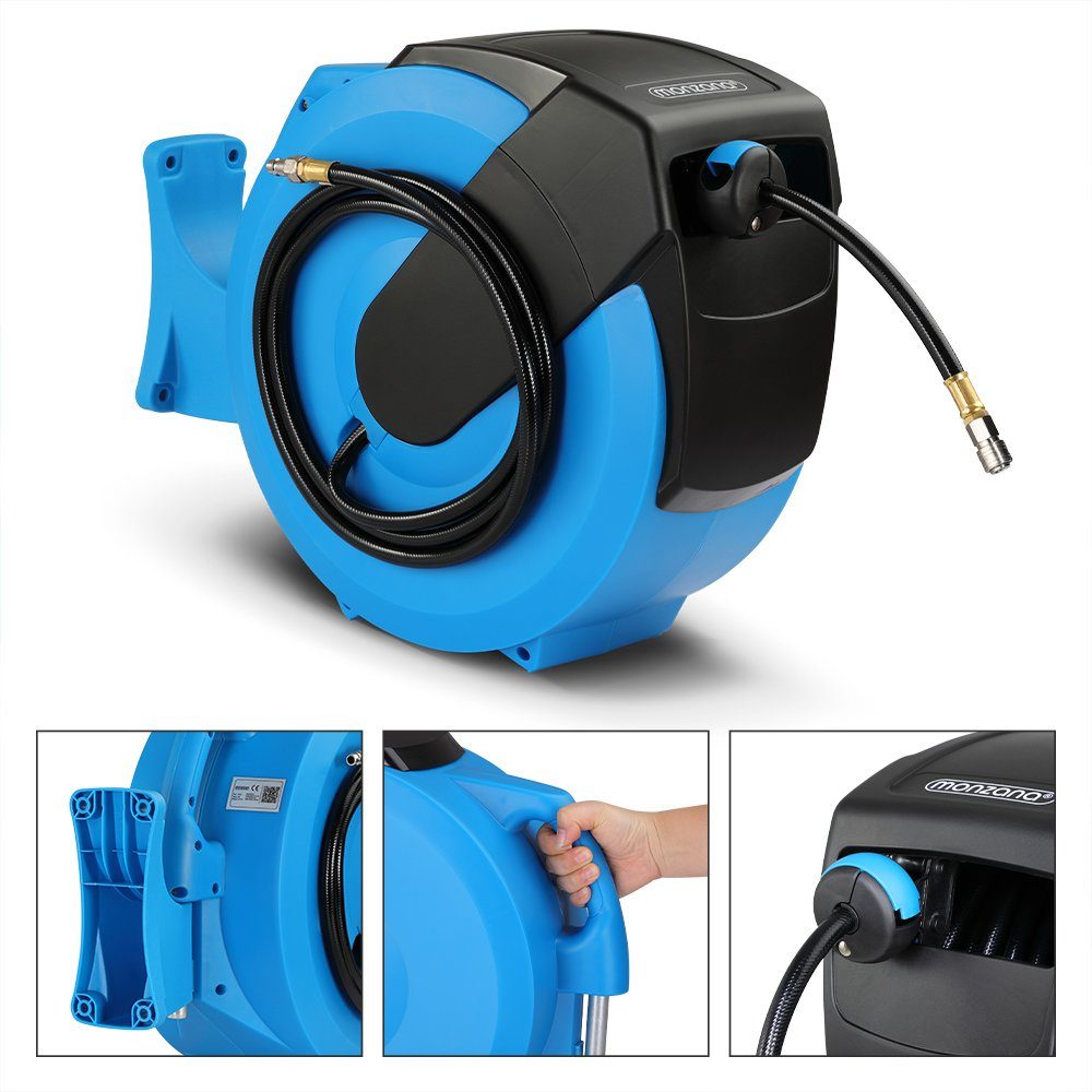 Deuba Schlauchtrommel, Druckluftschlauch Aufroller automatisch 30m 1/4" Anschluss
