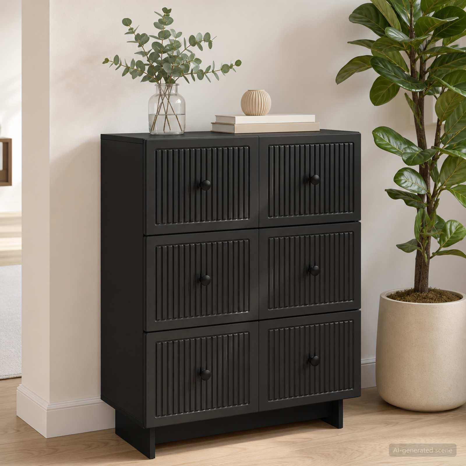 vidaXL Schranksystem Schubladenschrank Schwarz 66 x 34,5 x 90 cm Holzwerkstoff (1-St)