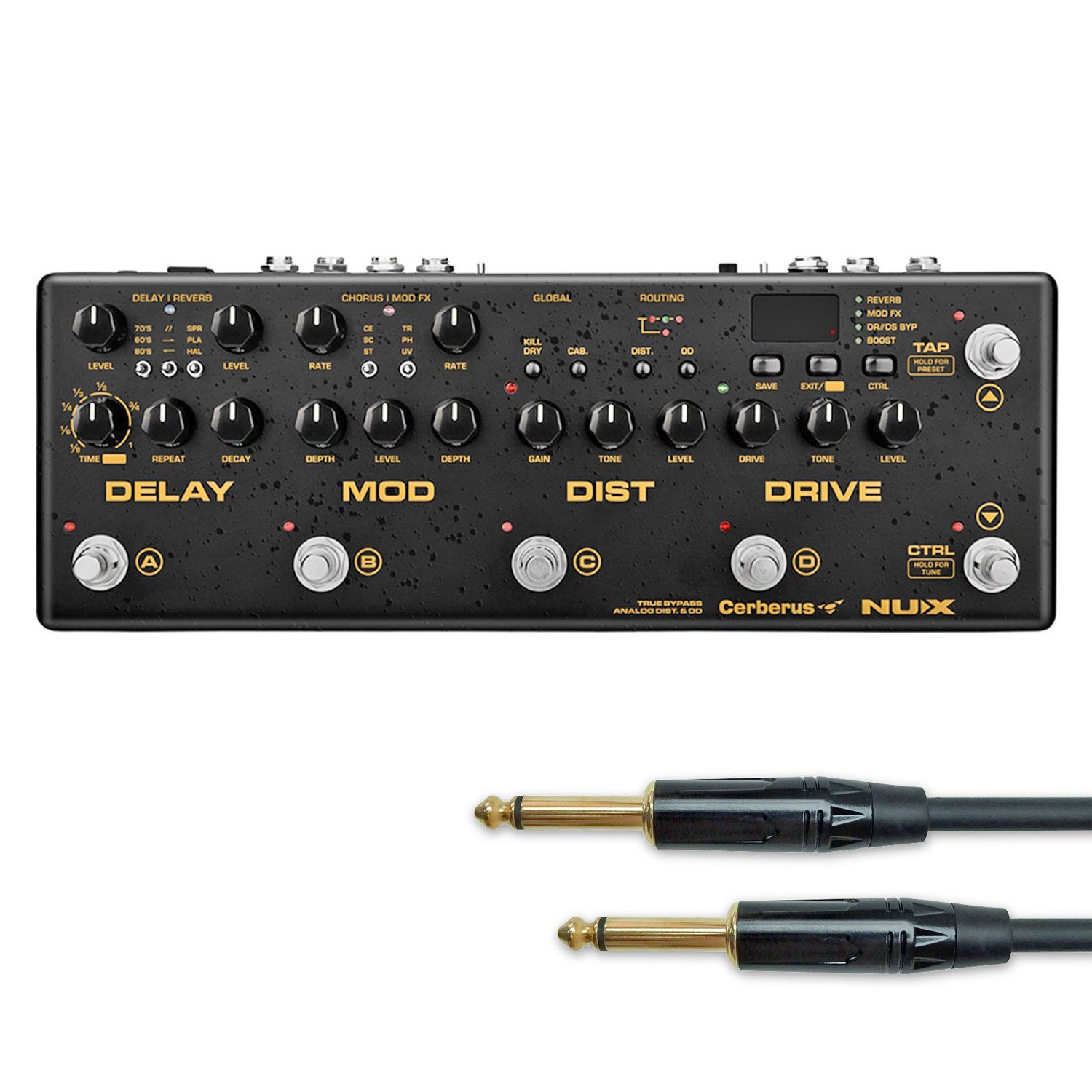 Nux E-Gitarre Nux Cerberus Multi-Effektgerät mit Klinkenkabel, Mit Klinkenkabel