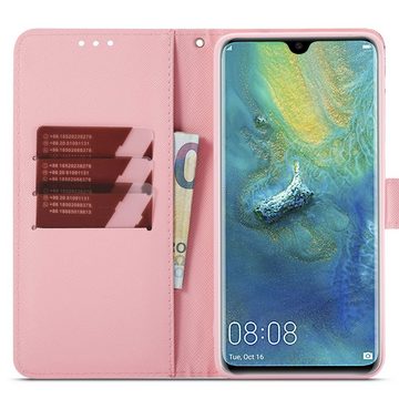 FITSU Handyhülle Handytasche für Huawei Mate 20 Hülle Schmetterling Motiv 6,53 Zoll, Flipcase für Huawei Mate 20 Handyhülle, Handytasche mit Kartenfach