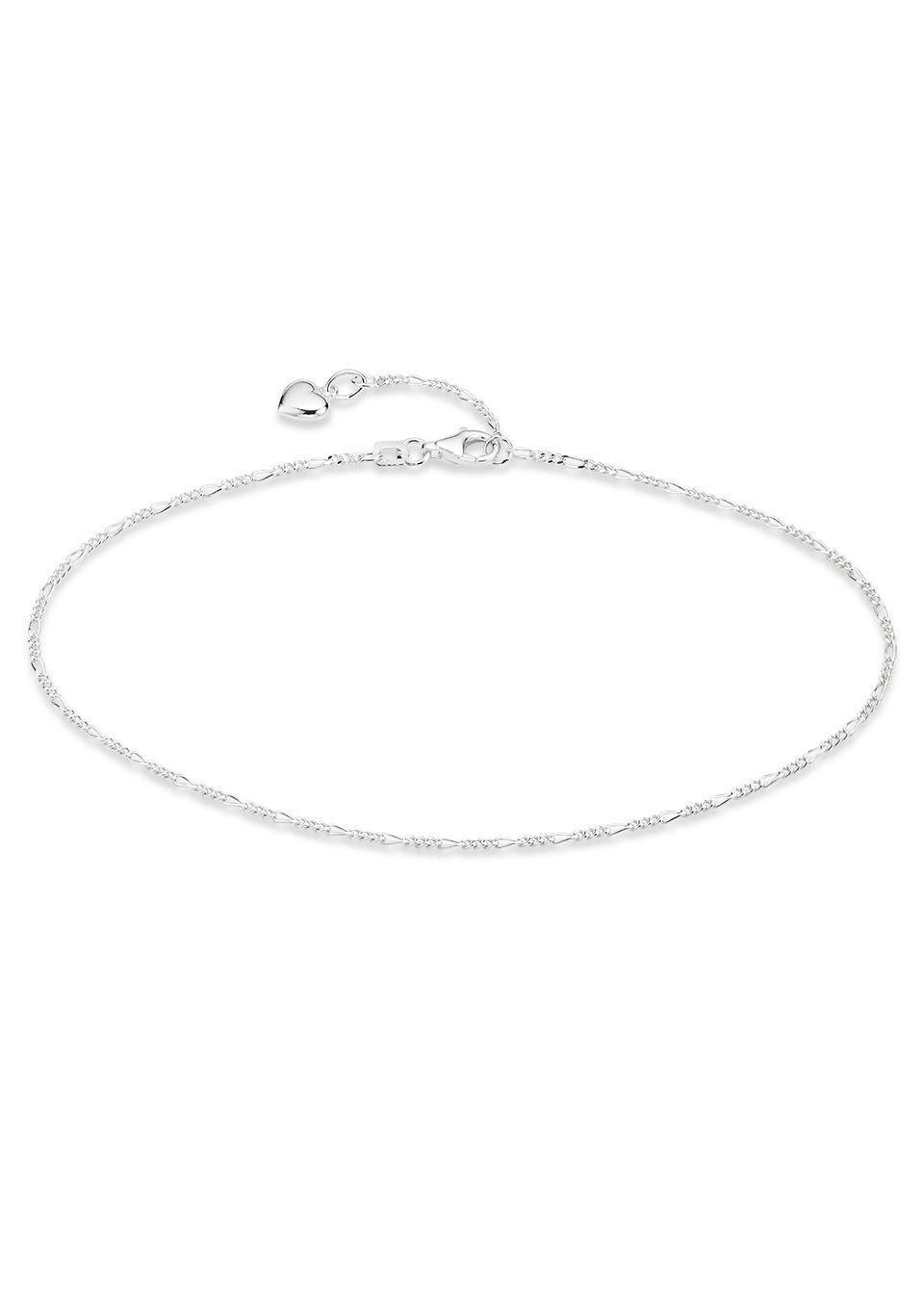 Bruno Banani Fußkette Schmuck Geschenk Silber 925 Körperschmuck Figarokette Herz, zu Hoodie, Kleid, Shirt, Jeans, Sneaker! Anlass Geburtstag Weihnachten silberfarben