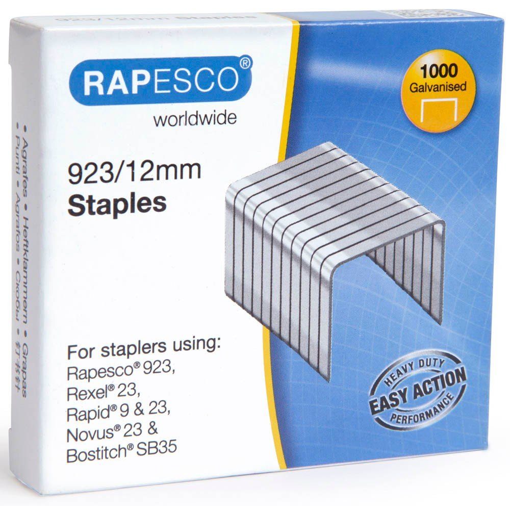 verzinkt, Stück Heftklammern RAPESCO 1.000 RAPESCO 923/12, Kugelschreiber