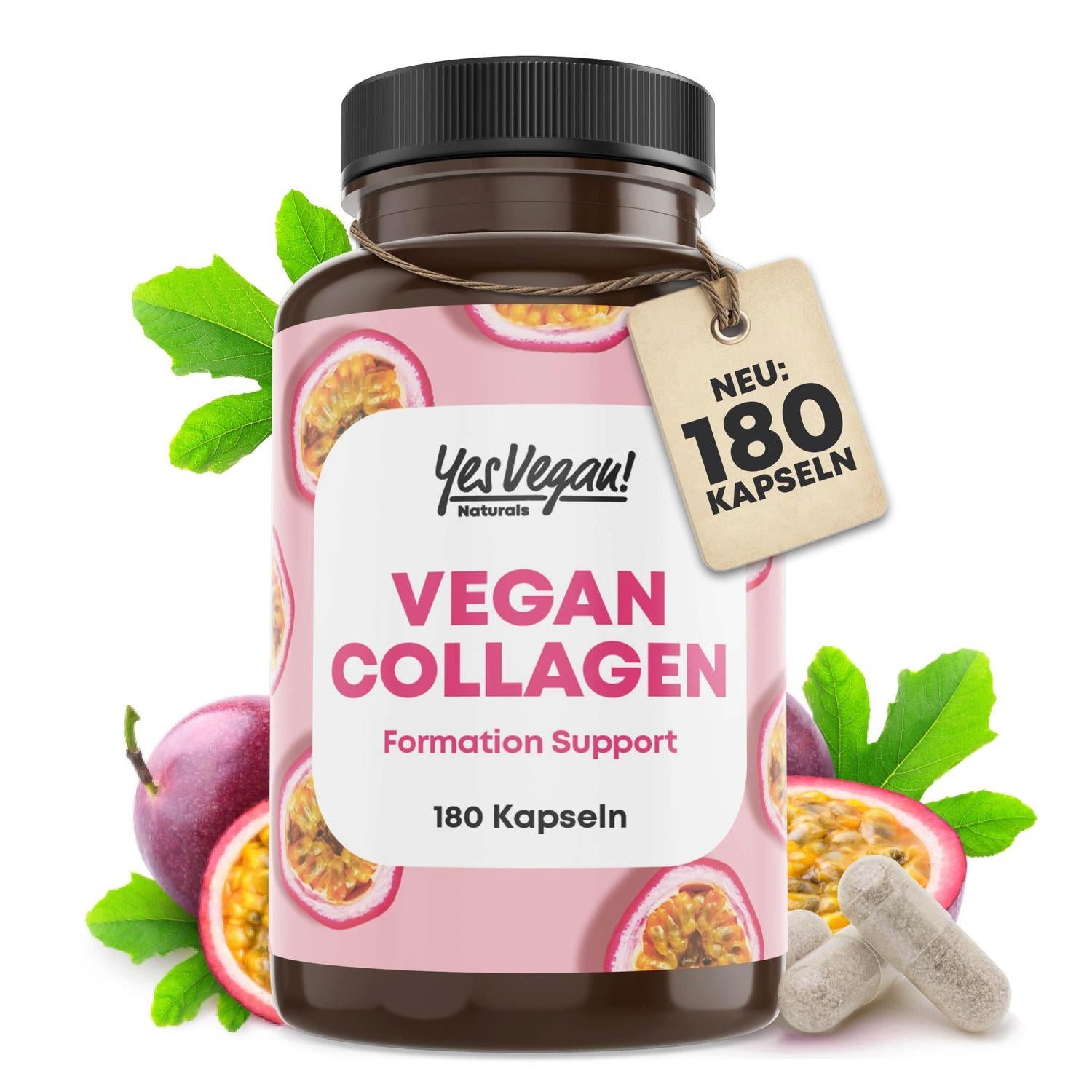 Yes Vegan Vegan Collagen Kapseln, Aminosäuren Vitamin C Biotin Zink Kapseln, 3 er Spar-Set à 180 St., vegan, laktosefrei, glutenfrei