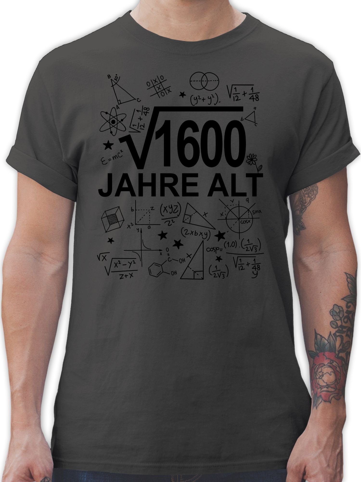 Shirtracer T-Shirt (Wurzel 1600) Vierzig Jahre alt schwarz 40. Geburtstag 1 Dunkelgrau
