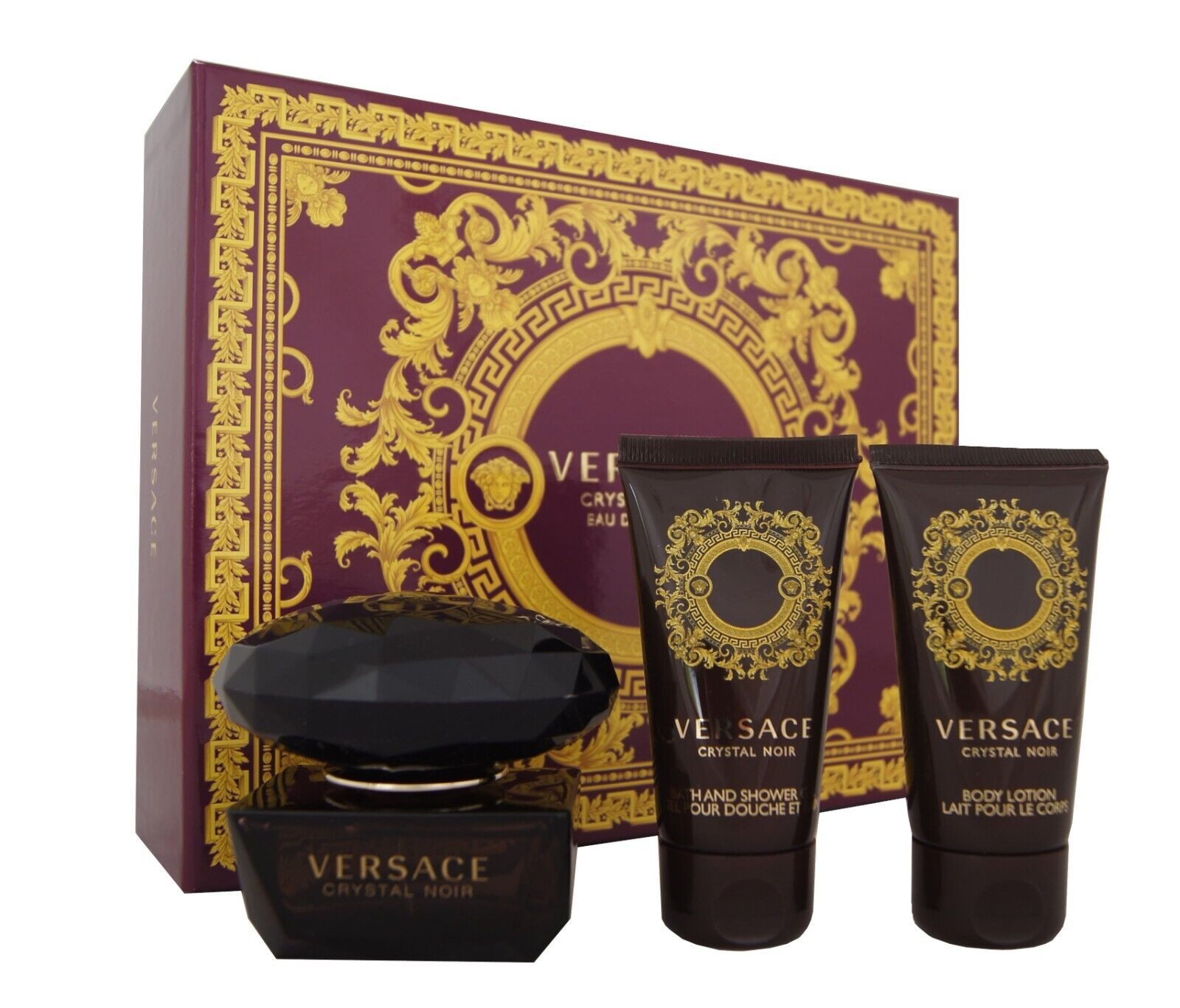 Versace Duft-Set Versace Crystal Noir Eau de Toilette 50ml + SG 50ml & Body Lotion 50ml, 1-tlg.