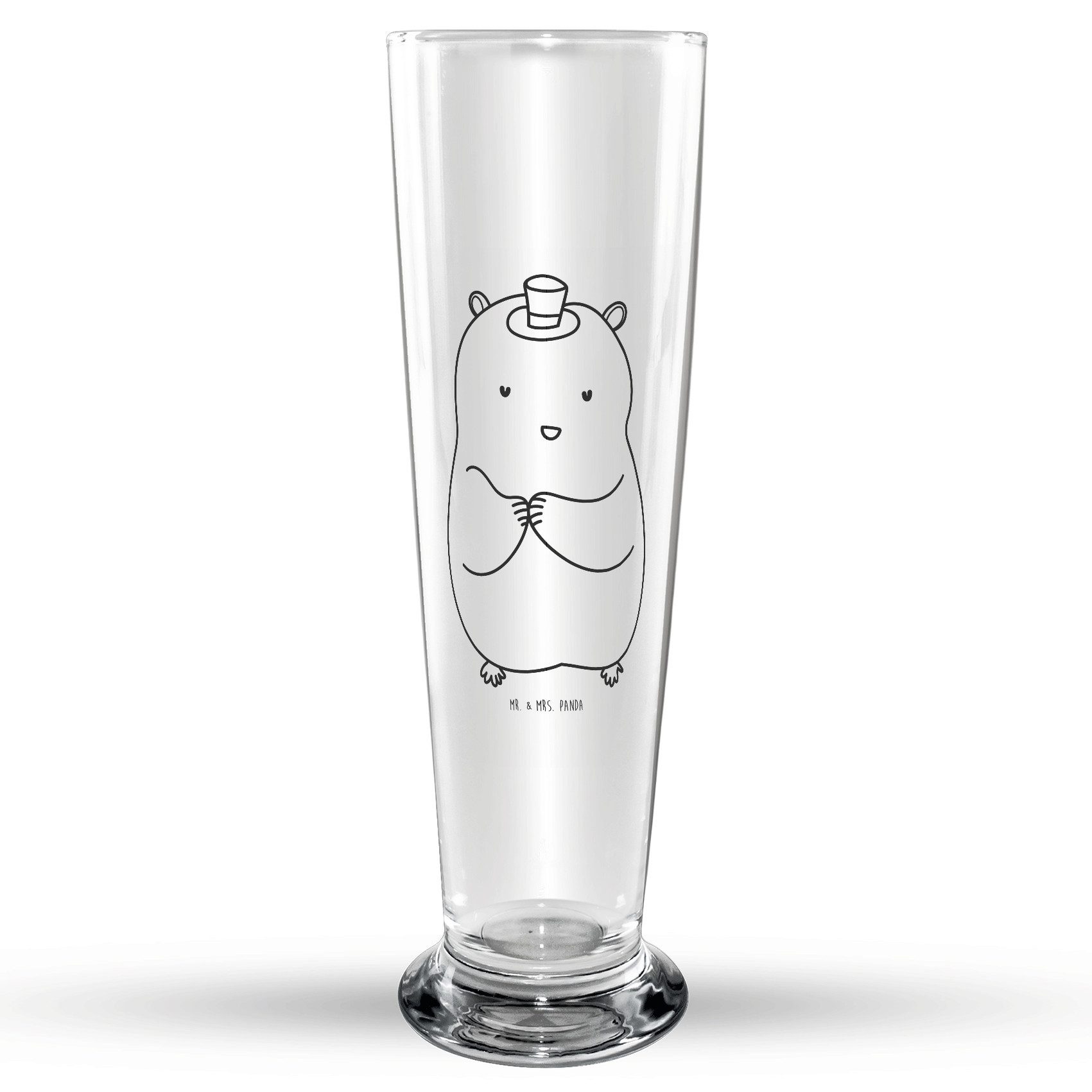 Mr. & Mrs. Panda Bierglas Hamster Hut - Transparent - Geschenk, Bier Krug, Bierkrug, Gute Laune, Premium Glas, Hochwertige Gravur