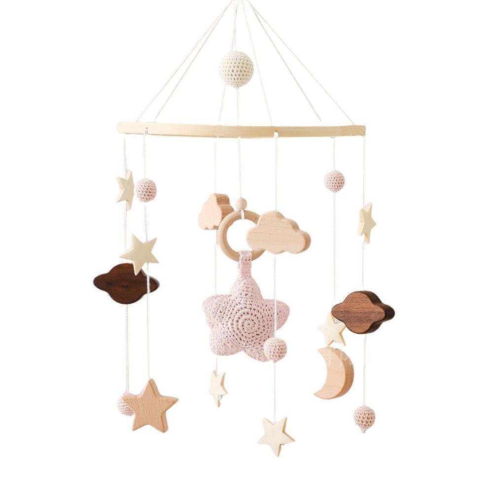Coonoor Mobile Baby Bettglocke mit Sterne Hölz Hängende Mobile Windspiel