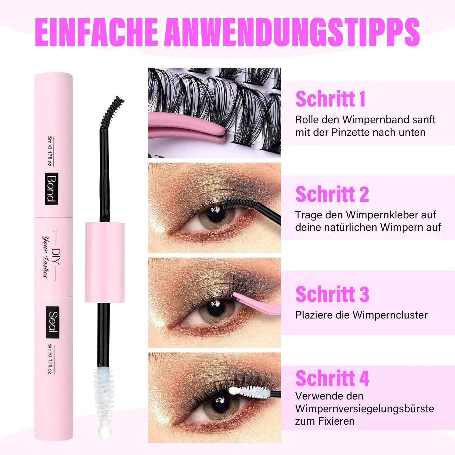 MOPUEA Einzelwimpern Wimpernverlängerungsset 126-teiliges Cluster Wimpern Einzelset, mfangreiches DIY Wimpern Set, Ideal für Anfänger und Make-up Liebhaber
