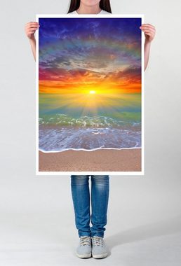 Sinus Art Poster Naturfotografie 60x90cm Poster Sonnenaufgang am Strand mit Iris