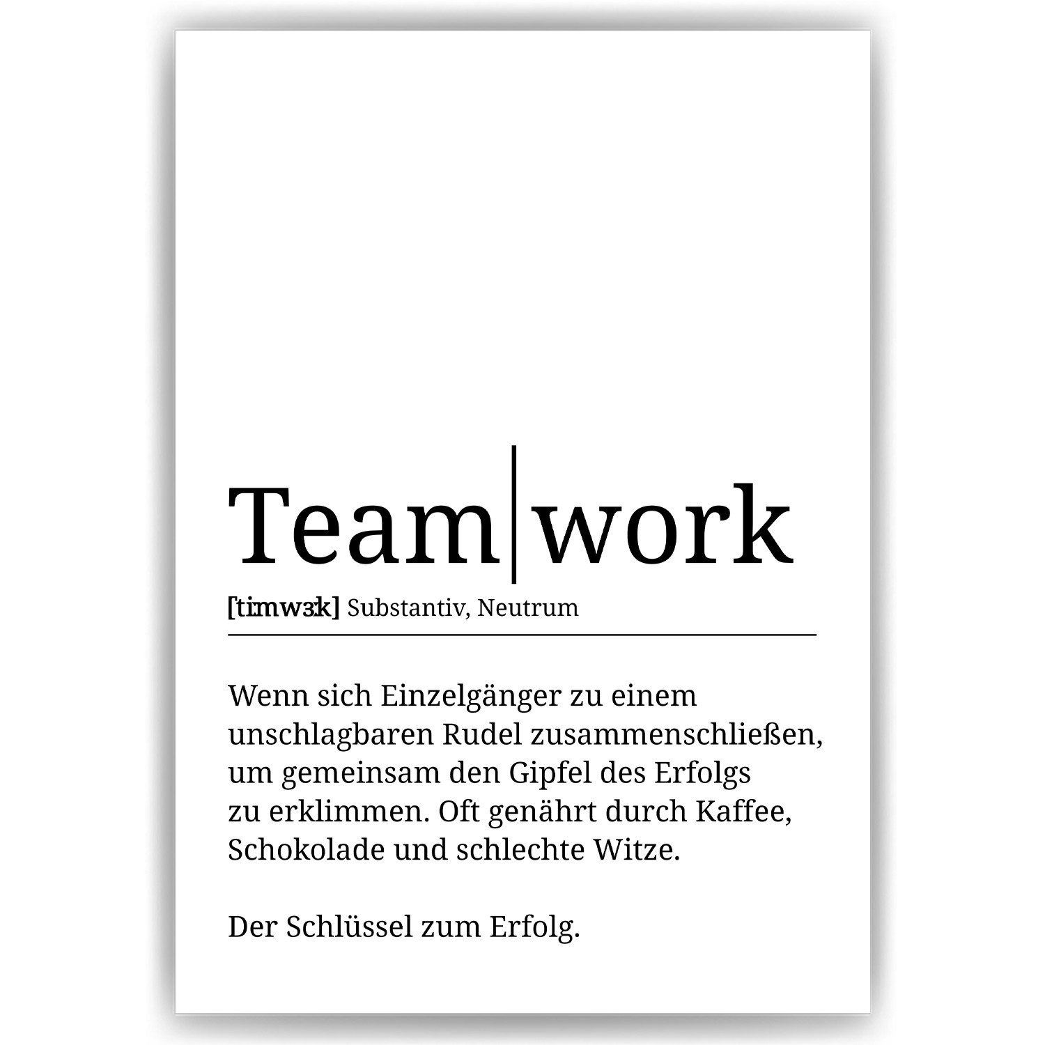Tigerlino Poster Teamwork Definition Mitarbeiter Geschenk Kollegen Büro Deko Arbeit, Wertschätzung Arbeitskollegen