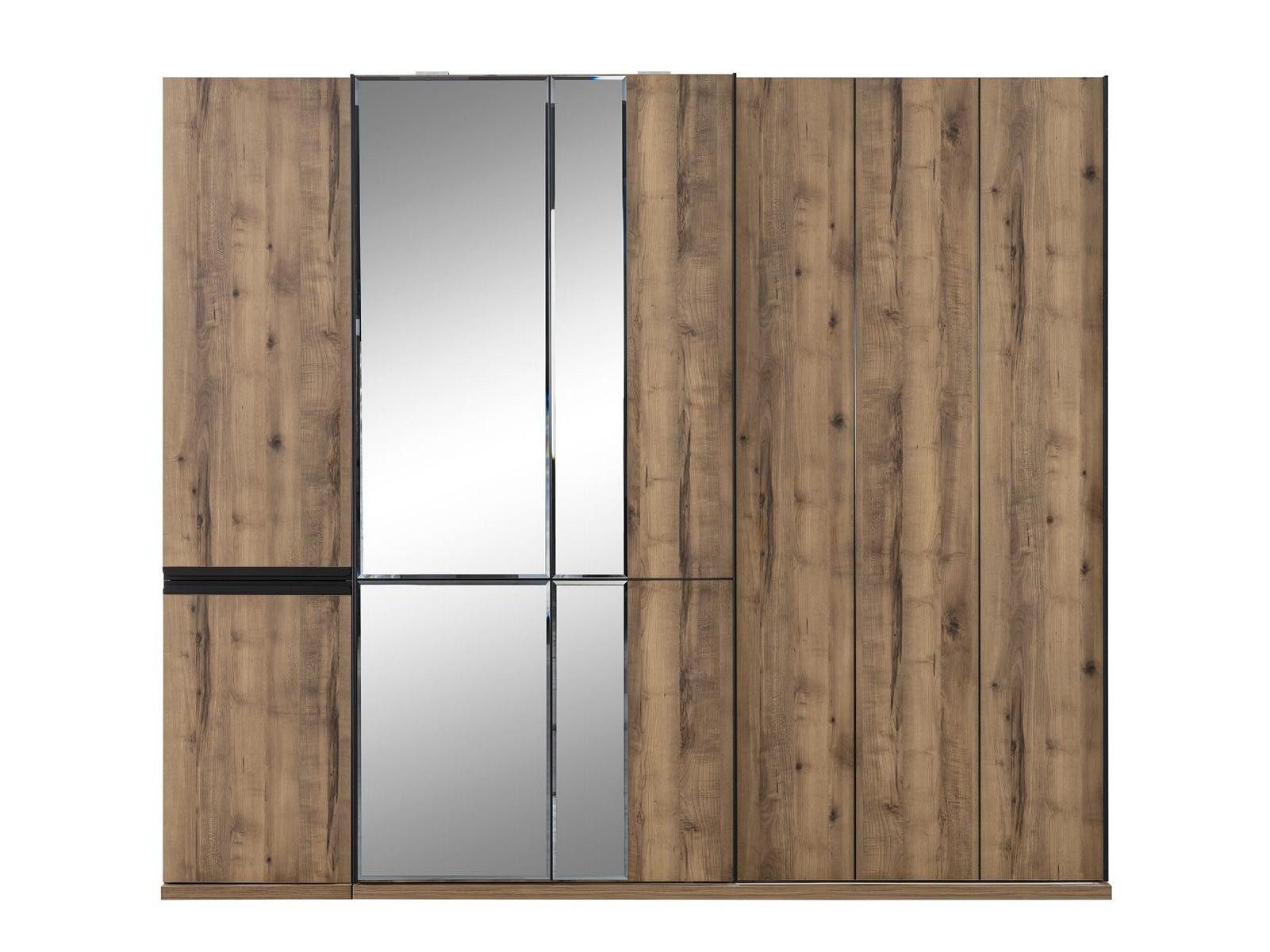 Kleiderschrank Luxuriöser Holzkleiderschrank in Braun mit Spiegel