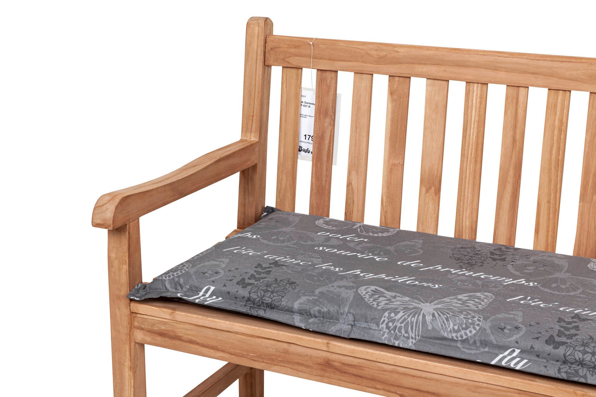 KETTtex Bankauflage Gartenbank Bali 120 cm 2385 grau Schmetterlinge 120x50x6 cm KETTtex, (1 St), mit Bindebändern