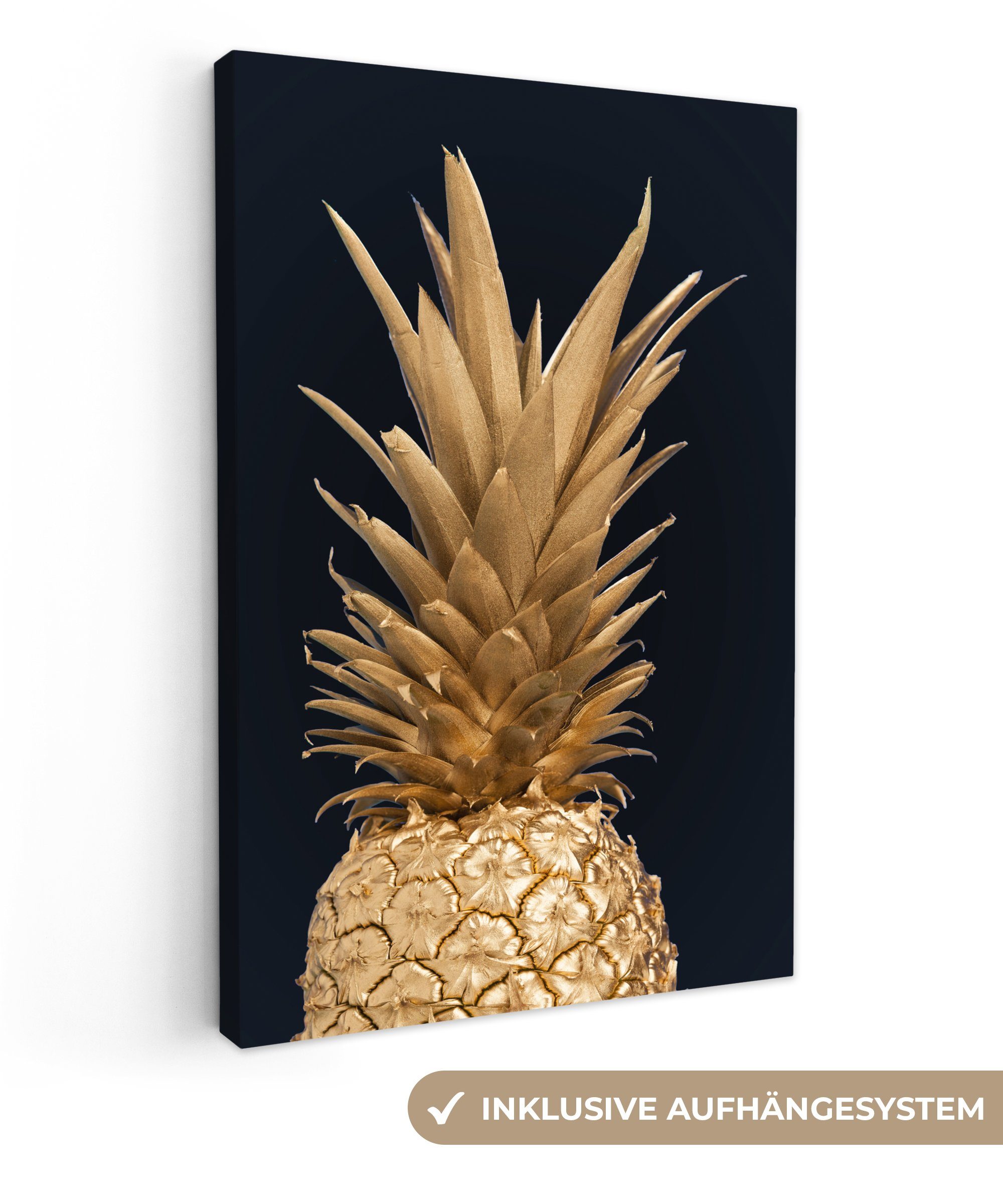 Leinwandbild Ananas - Obst - Gold