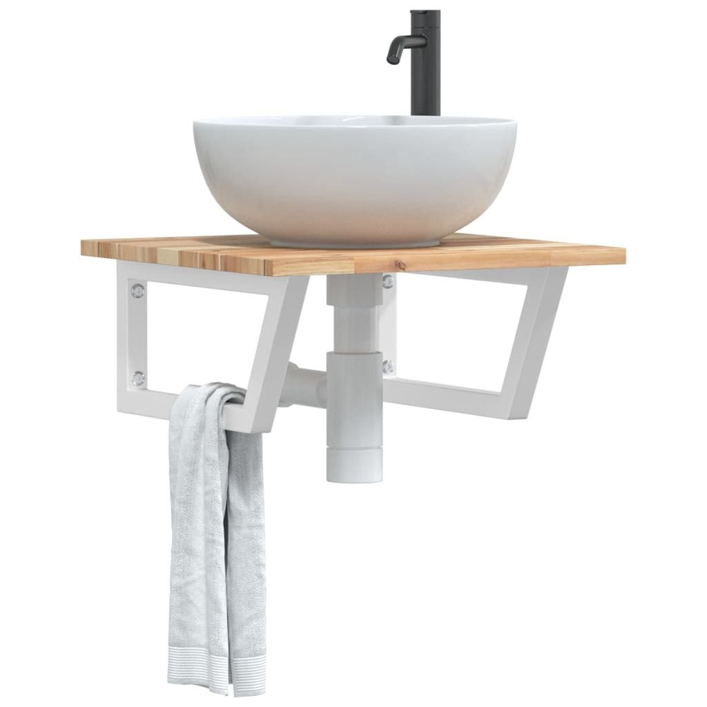 furnicato Waschbecken Waschbeckenregal Wandmontage Stahl und Massivholz (1-St)