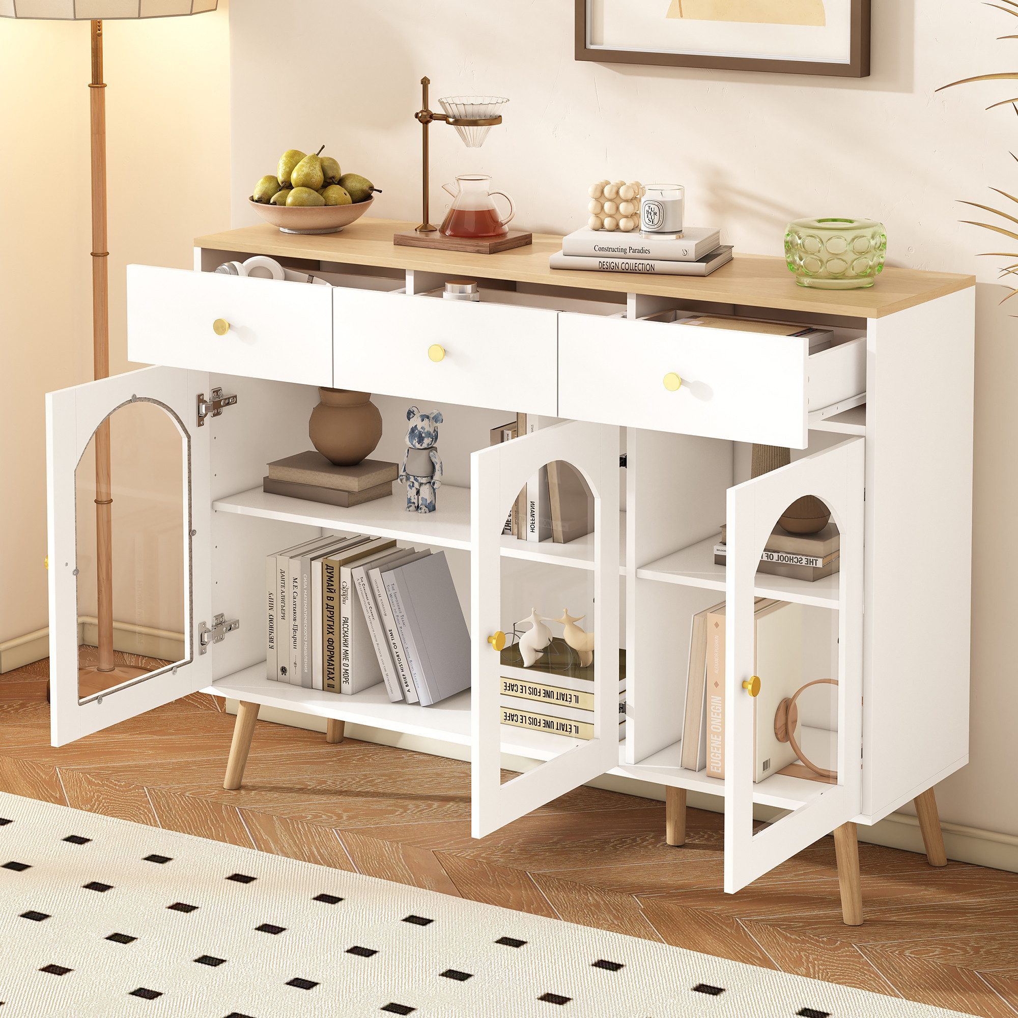 OKWISH Sideboard Mid-Century Buffet – Flexibles Stauraummöbel (Kommode, Anr günstig online kaufen